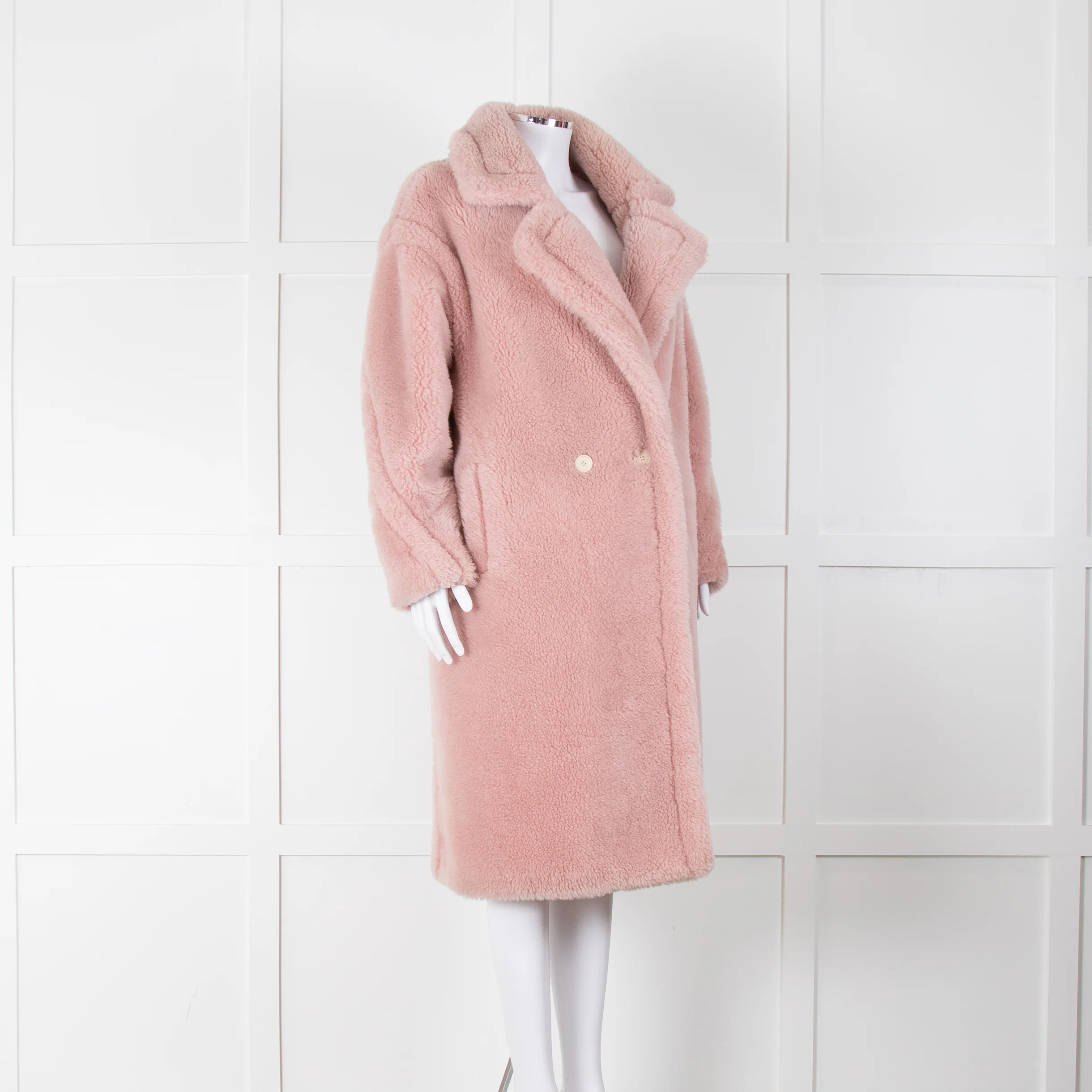 Meteo by Yves Salomon Pink Wool Oversized Teddy Coat - Image 2
