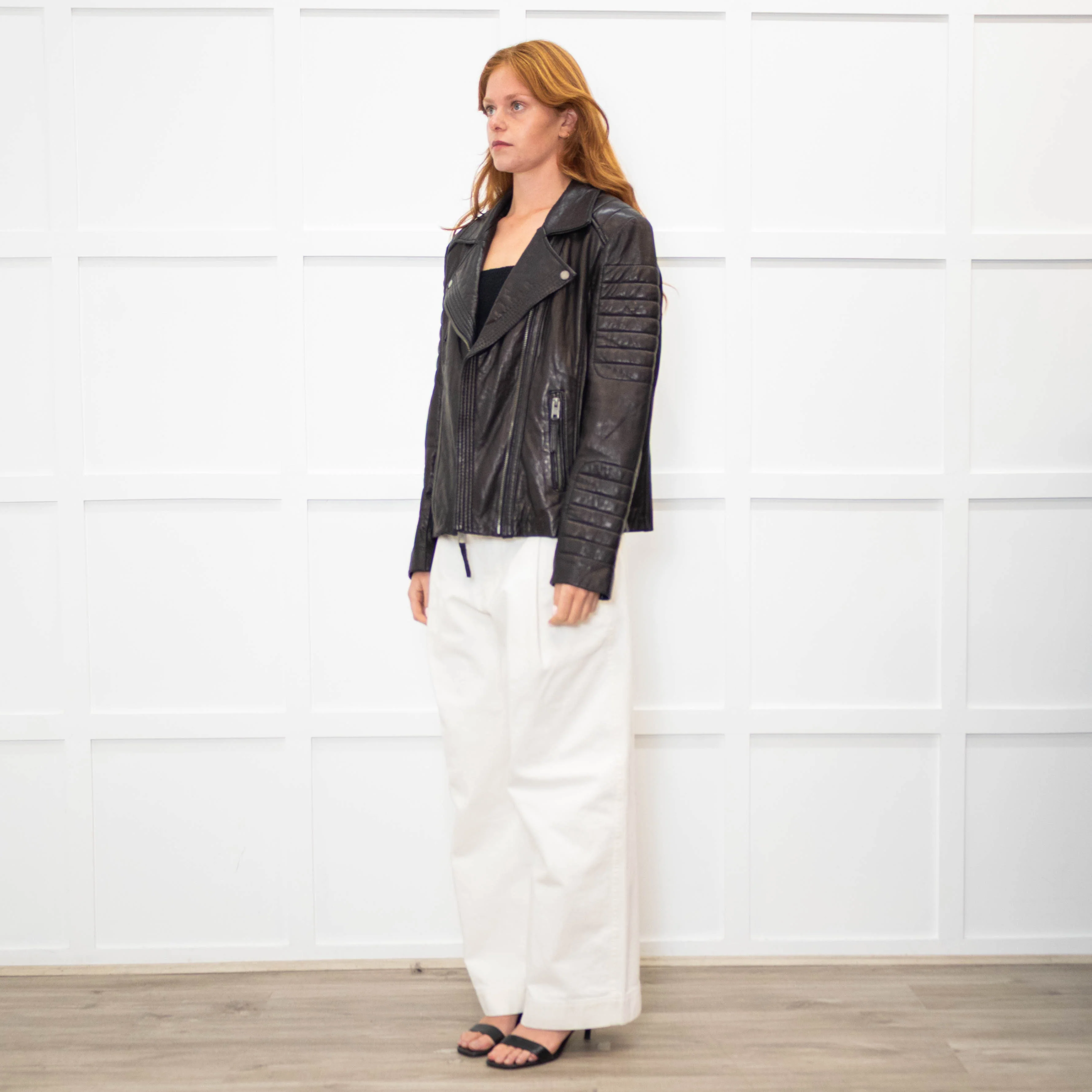 Michael By Michael Kors Black Leather Biker Jacket - Image 3