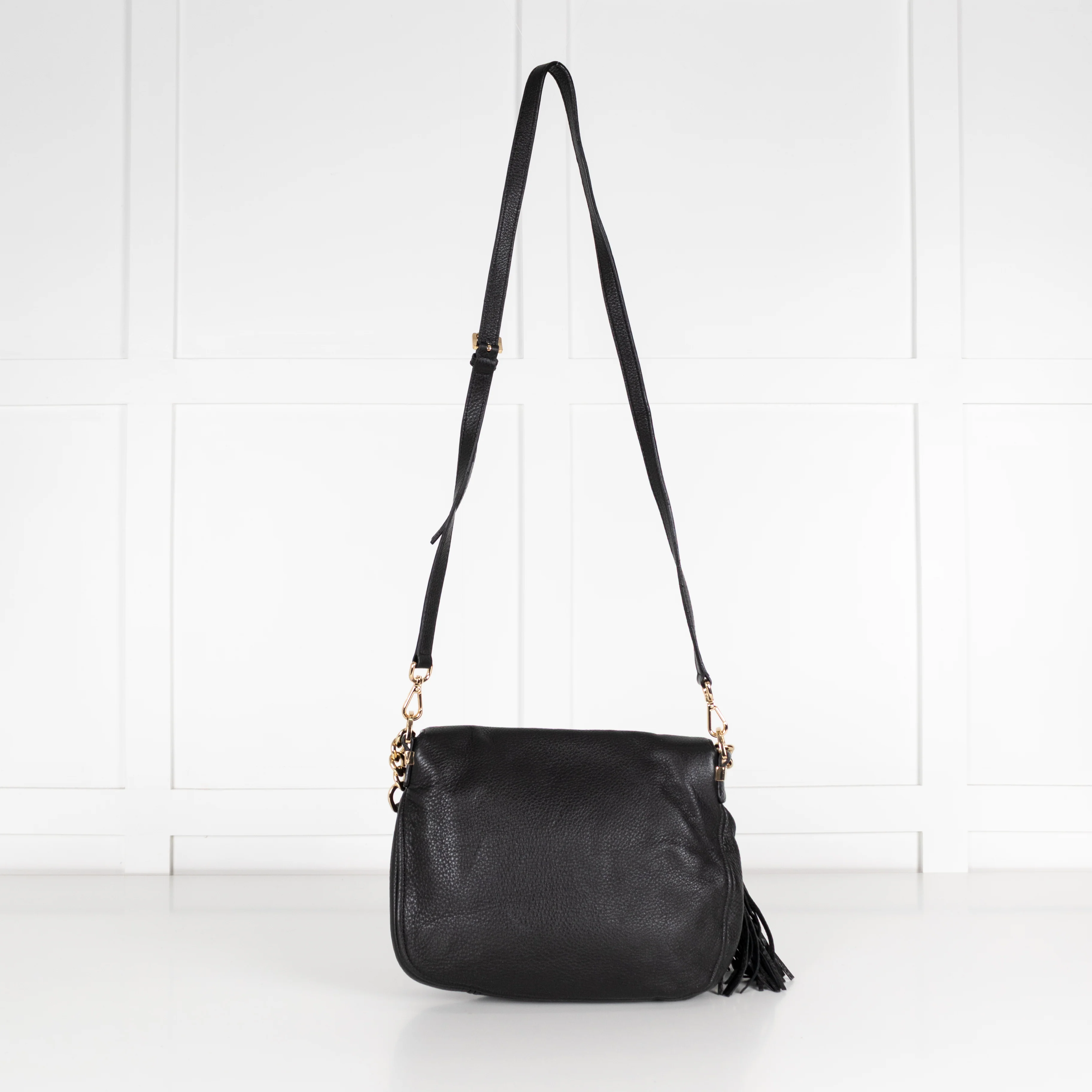 Michael By Michael Kors Black Pebbled Leather Flap Bag - Image 3