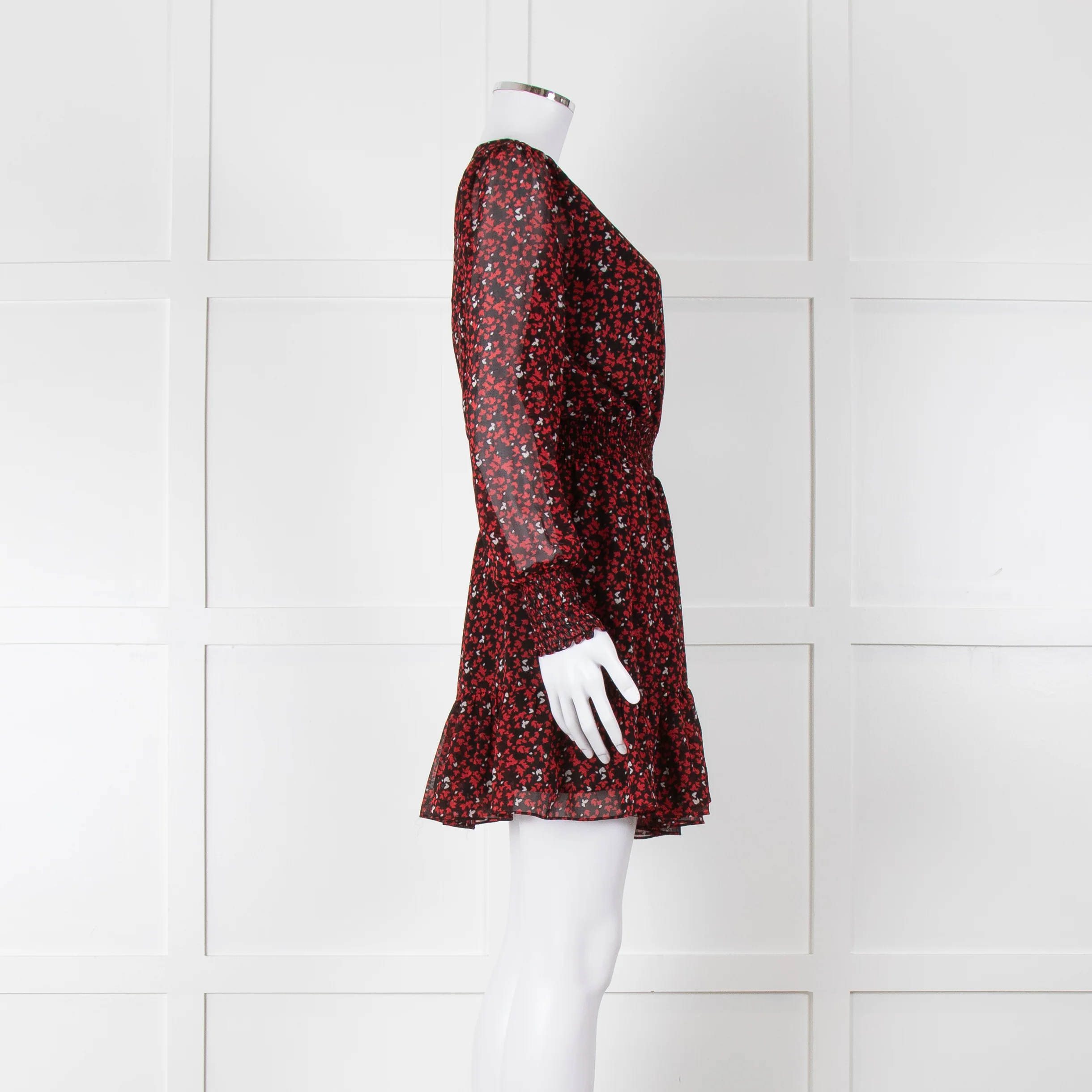 Michael By Michael Kors Black Red Elasticated Waist Mini Dress - Image 3