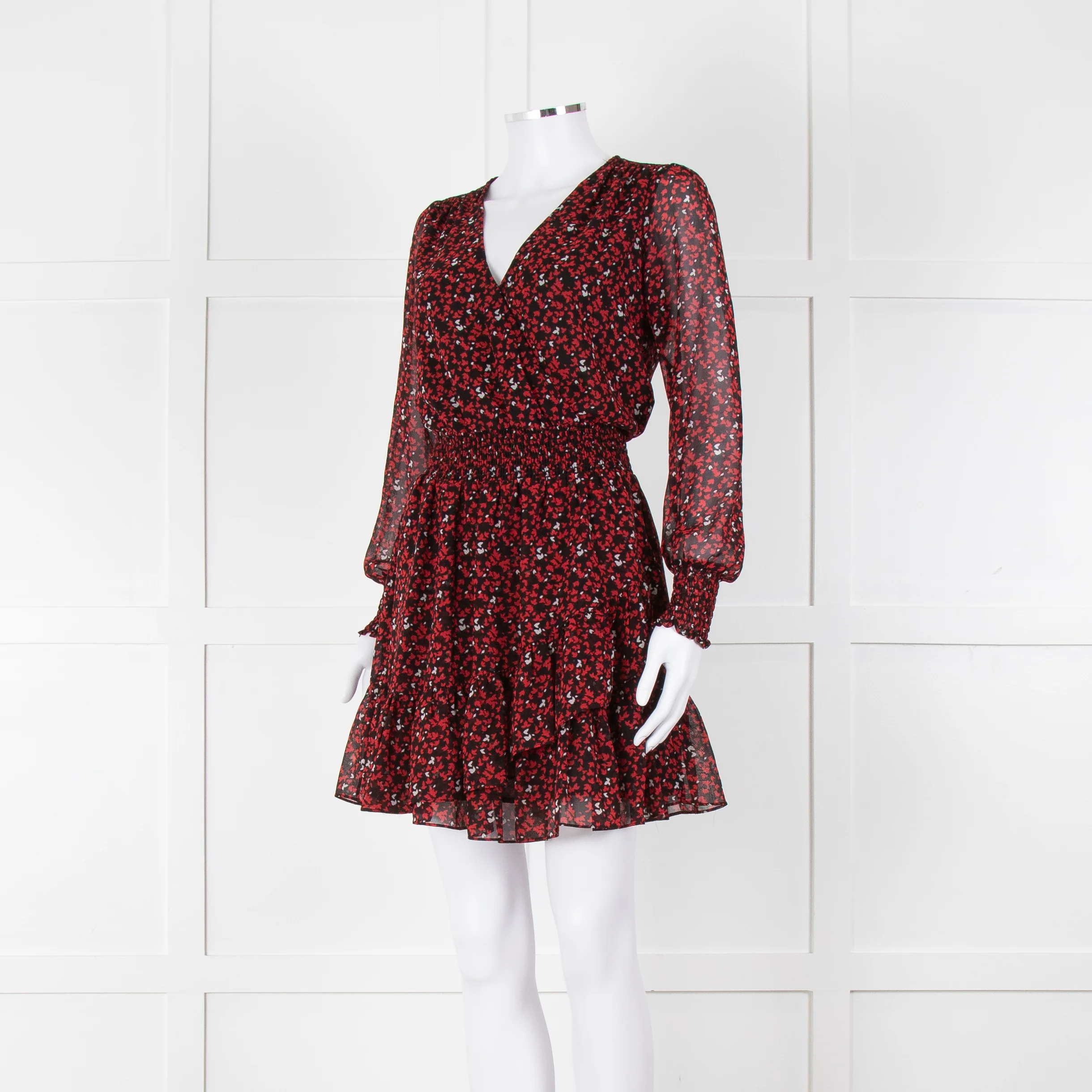 Michael By Michael Kors Black Red Elasticated Waist Mini Dress - Image 8