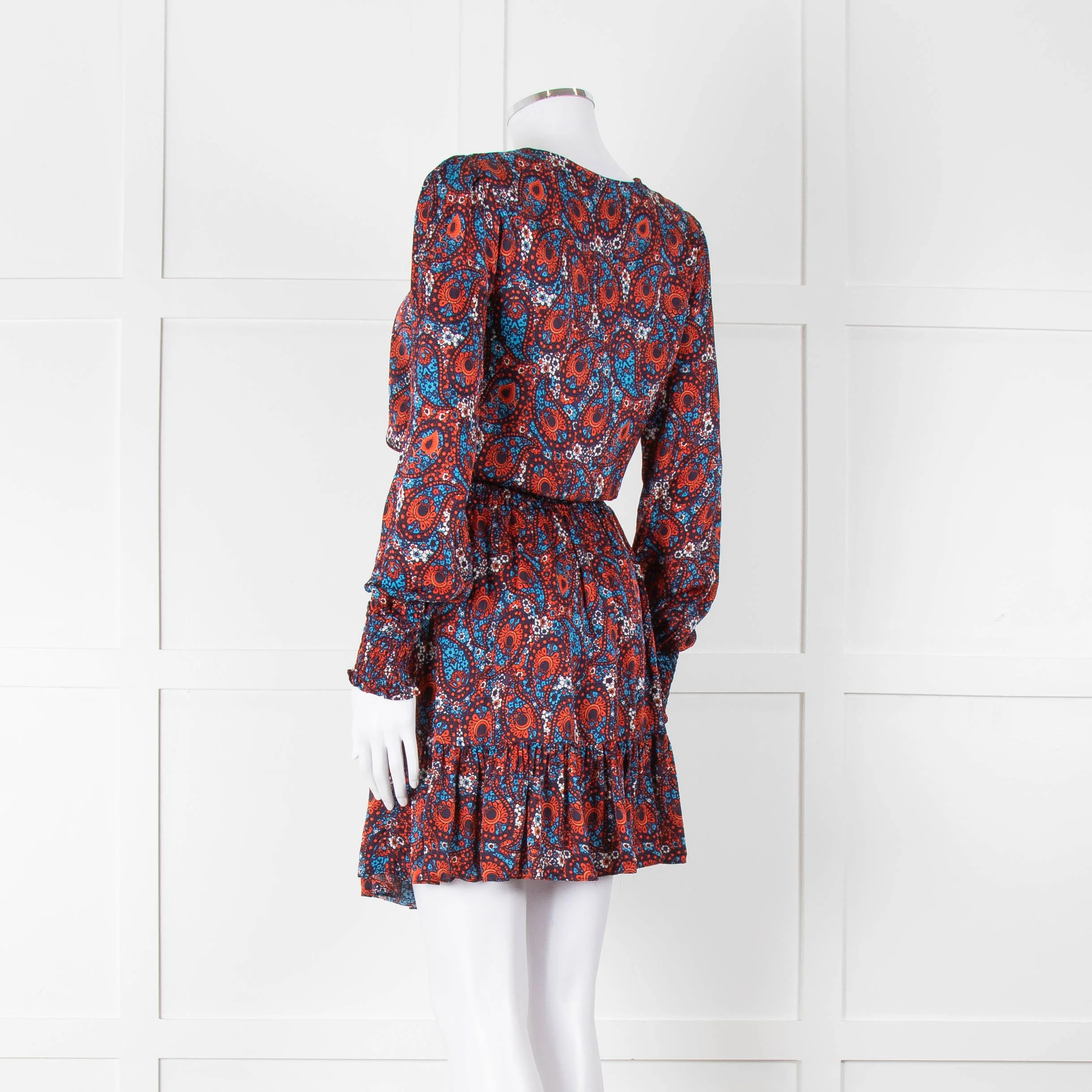 Michael By Michael Kors Navy Red Smocking Waist Mini Dress - Image 6