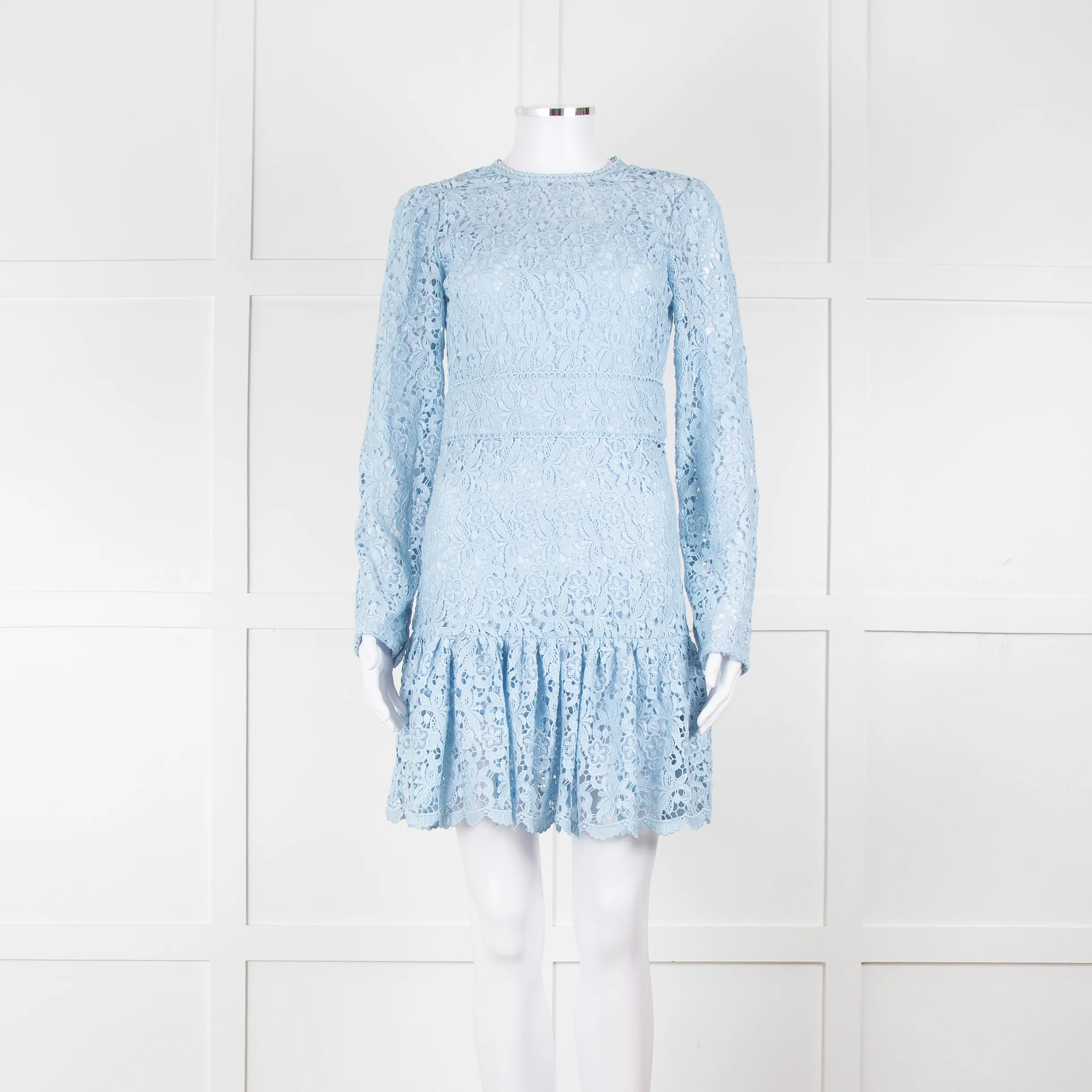 Michael By Michael Kors Pale Blue Lace Mini Dress