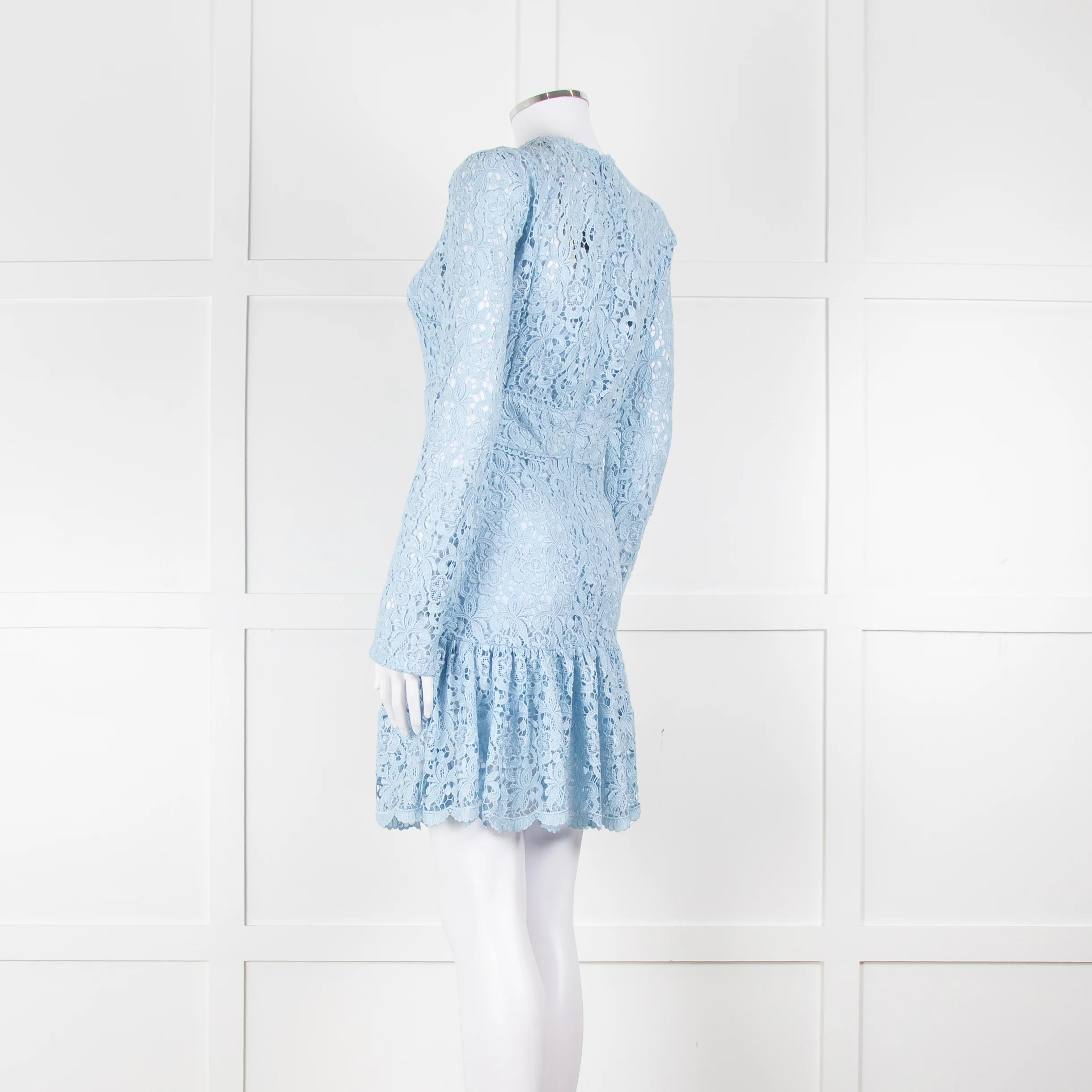 Michael By Michael Kors Pale Blue Lace Mini Dress - Image 6
