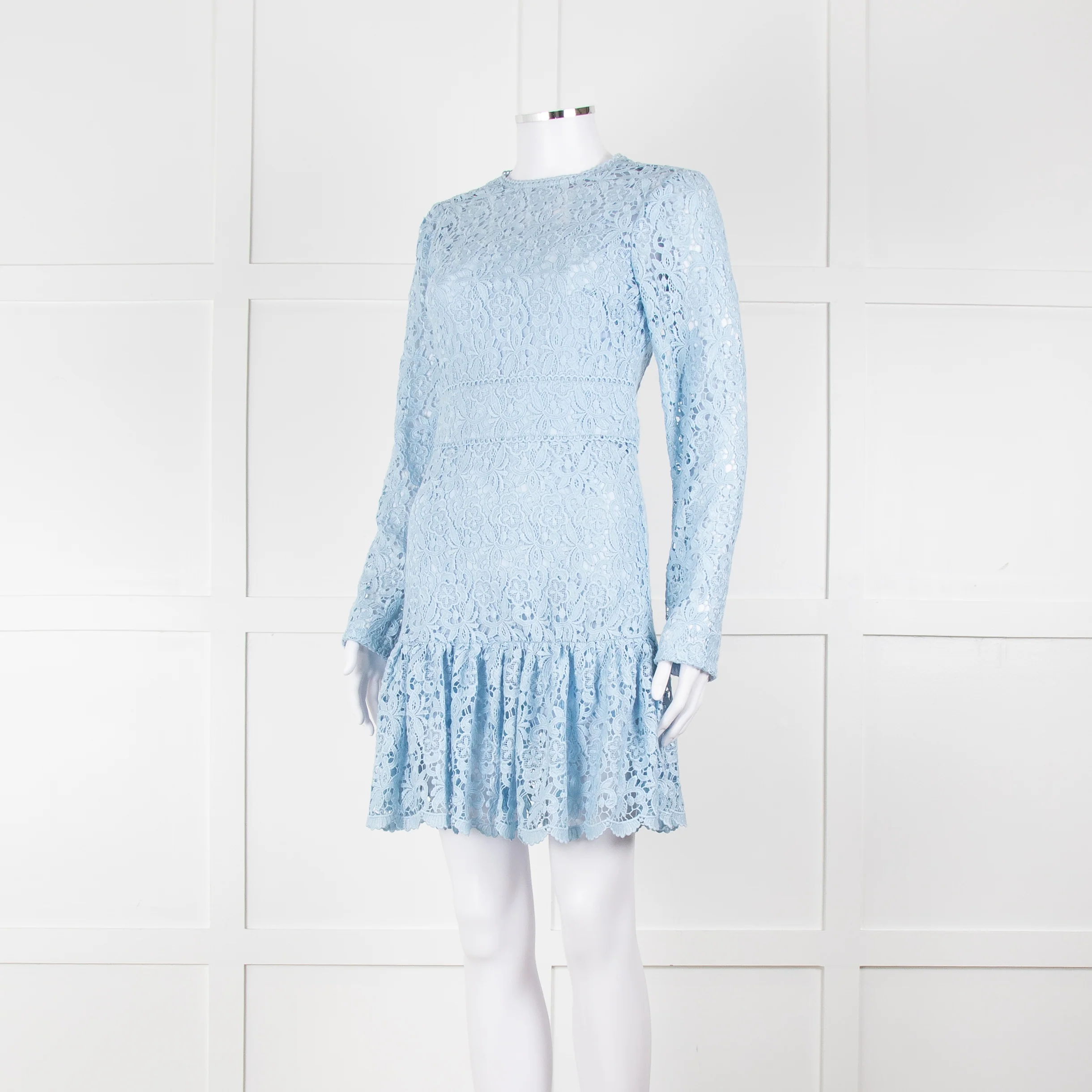 Michael By Michael Kors Pale Blue Lace Mini Dress - Image 8