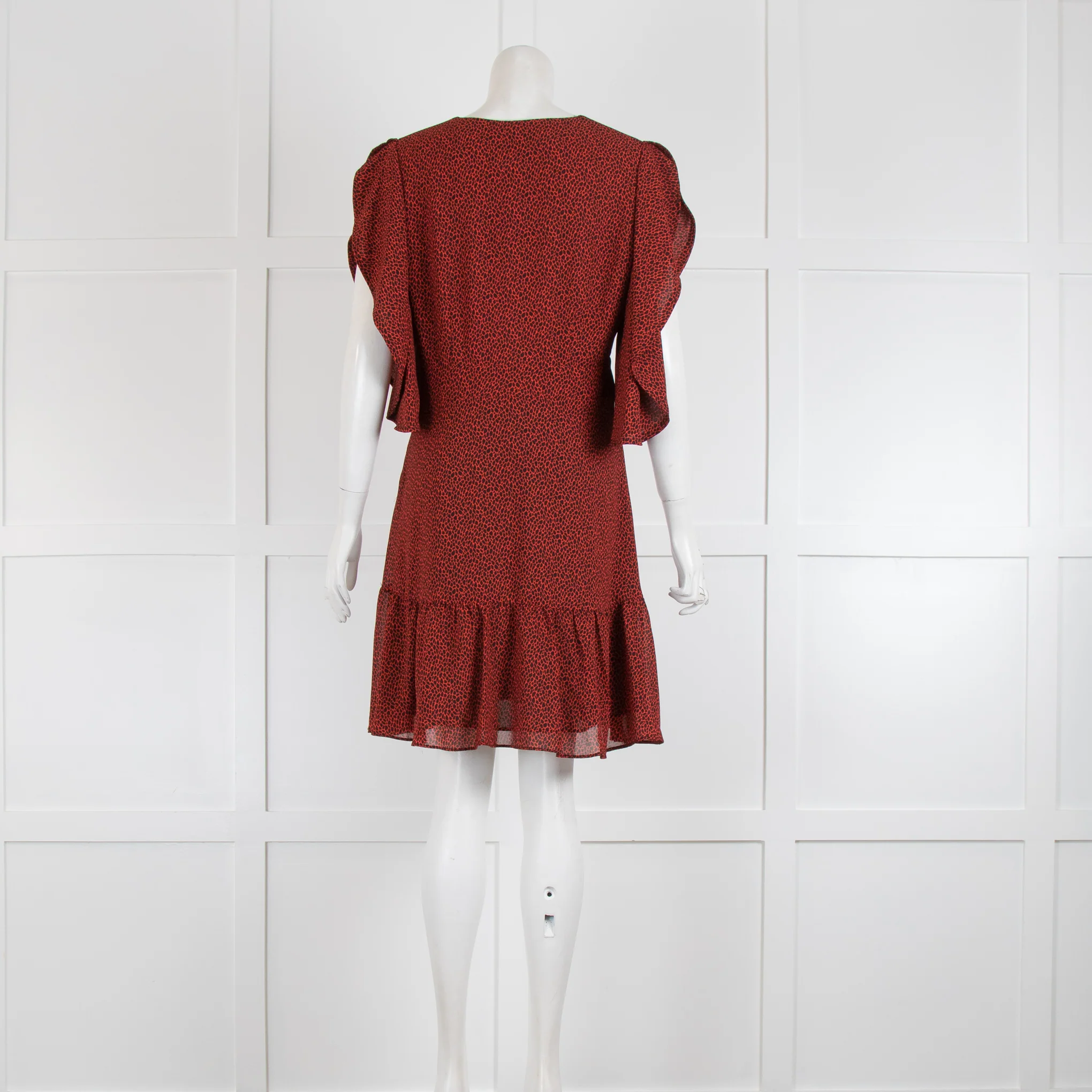 Michael By Michael Kors Red Black Frill Open Sleeve Mini Dress - Image 2