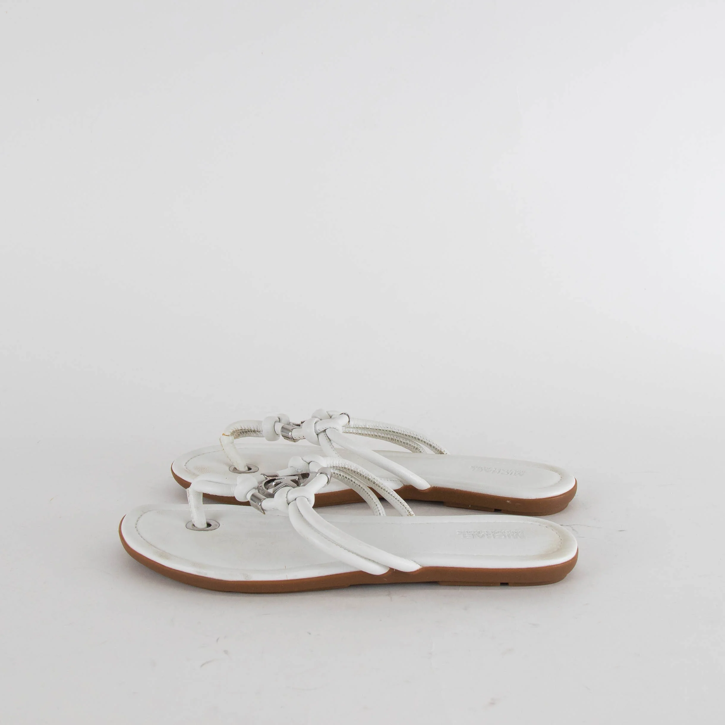 Michael By Michael Kors White MK Flat Flip Flops - Image 3