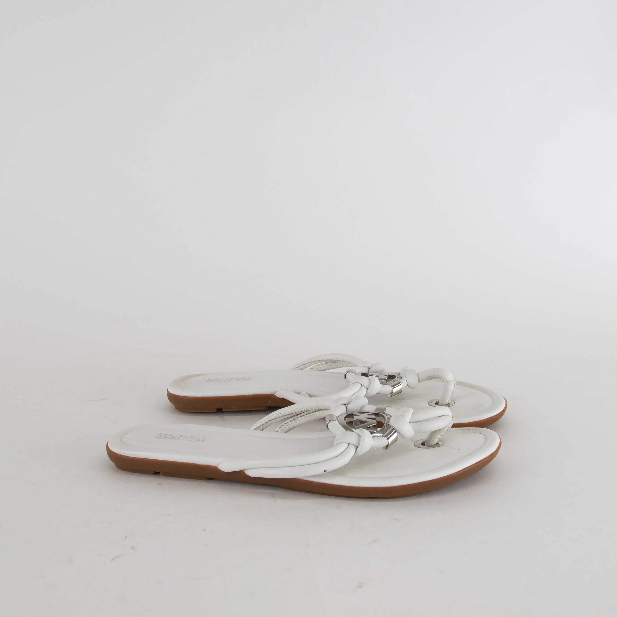 Michael By Michael Kors White MK Flat Flip Flops - Image 5
