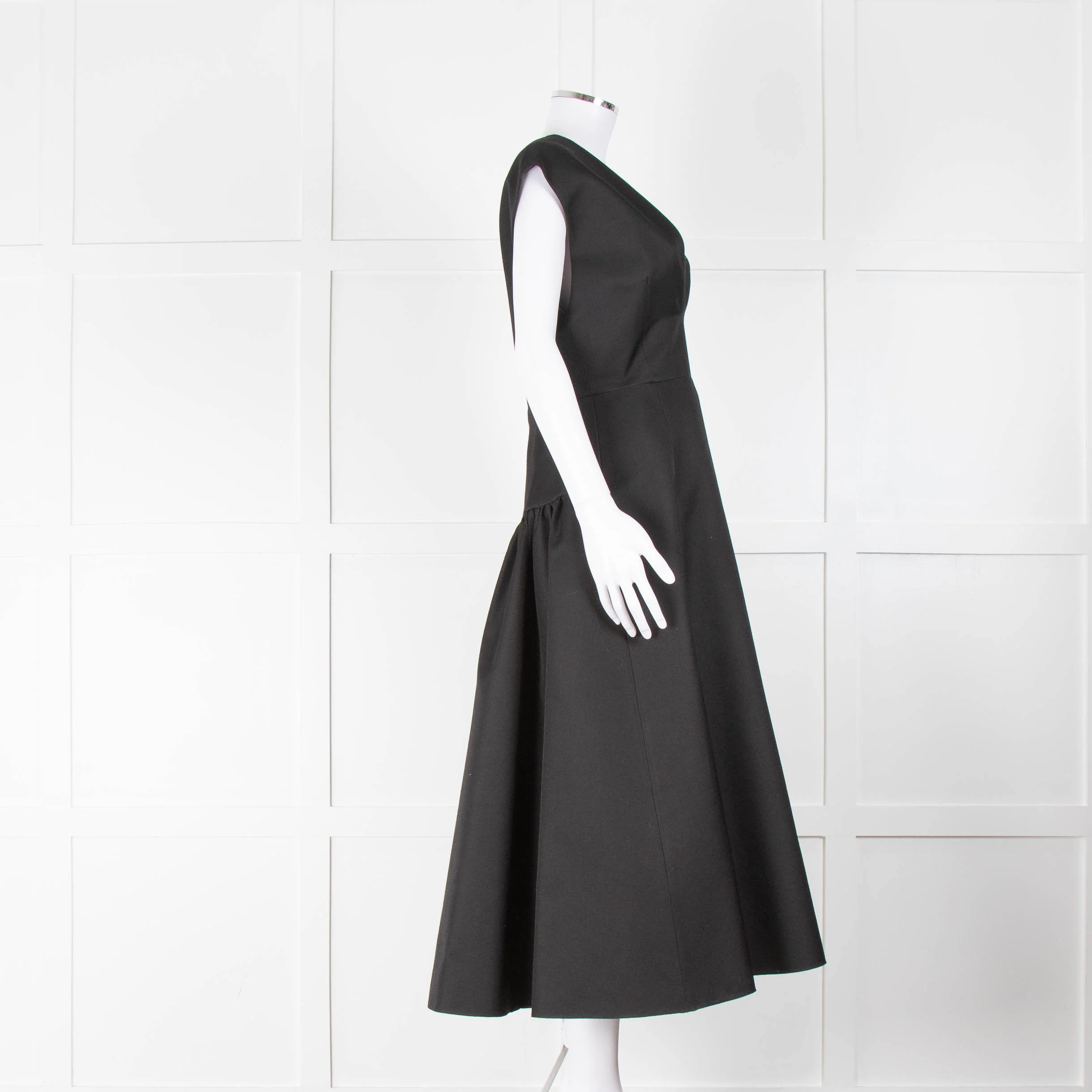 Michael Kors Black Wool and Silk Deep V Dress - Image 3