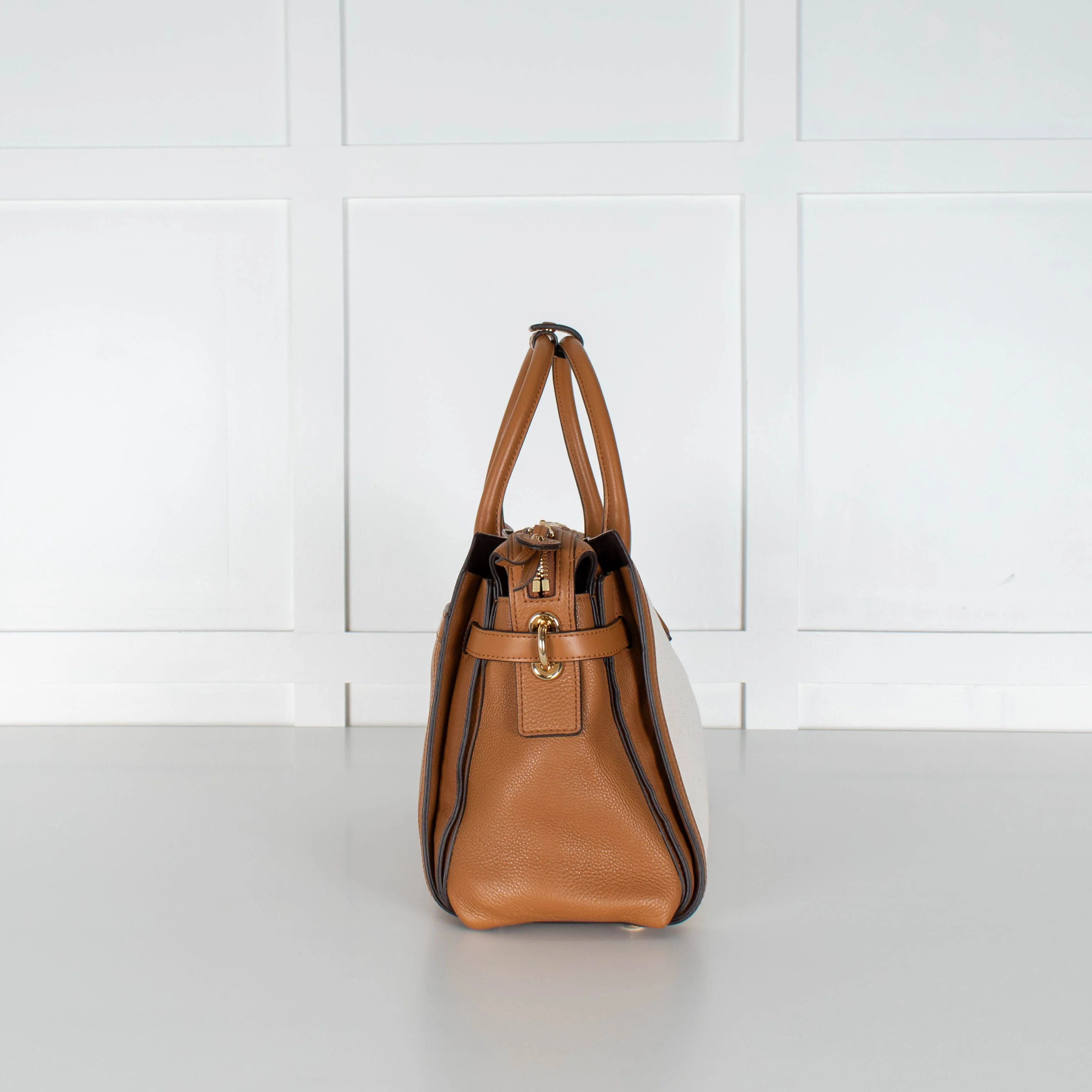 Michael Kors Cream Canvas Top Handle Tote With Detachable Long Strap - Image 3