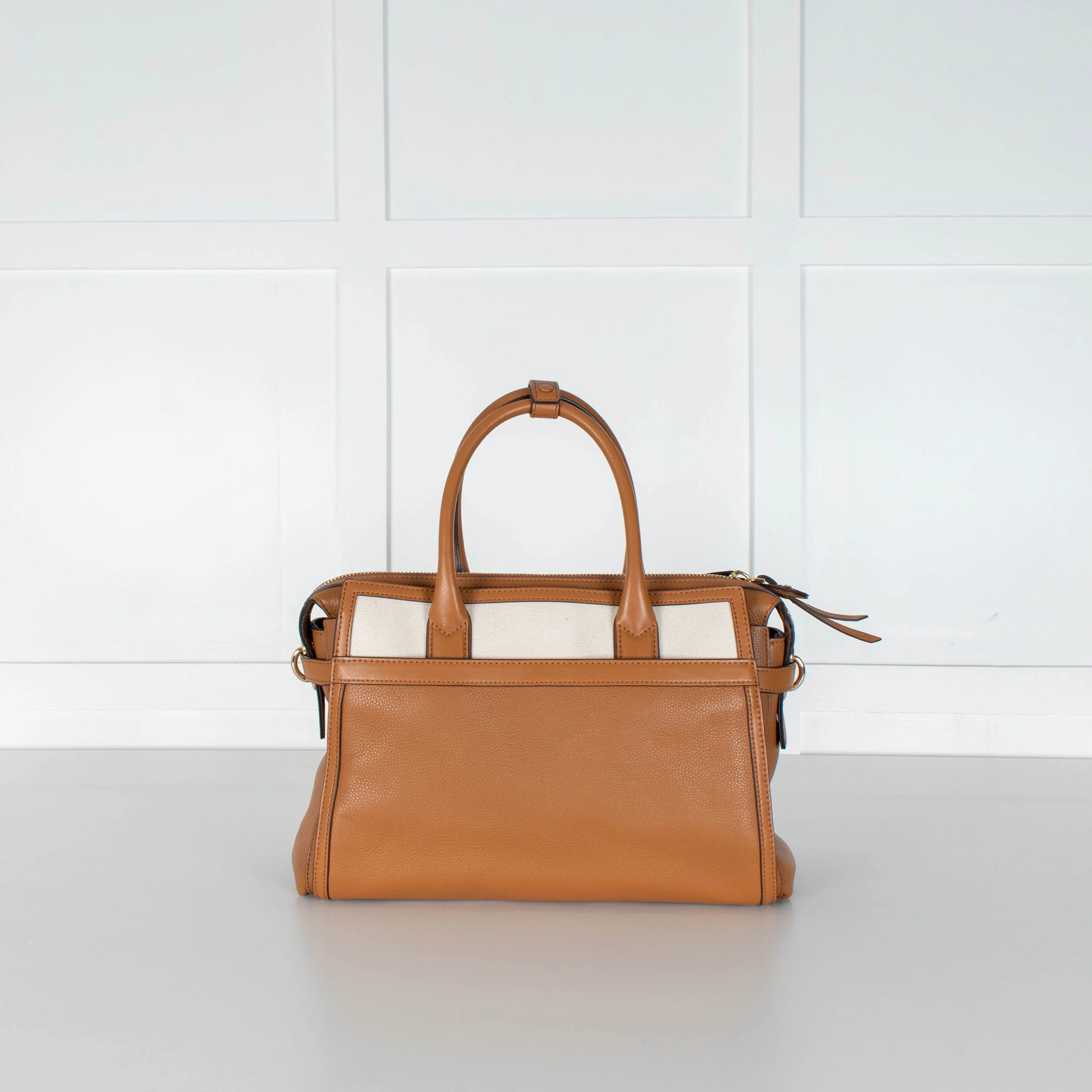 Michael Kors Cream Canvas Top Handle Tote With Detachable Long Strap - Image 4
