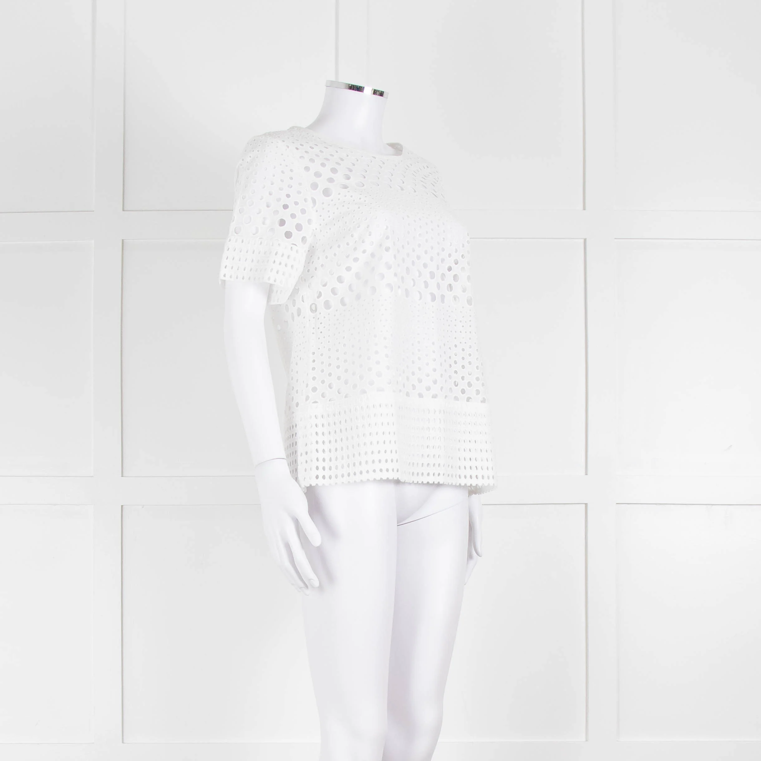 Michael Kors White Lazer Cut Short Sleeve Top - Image 2