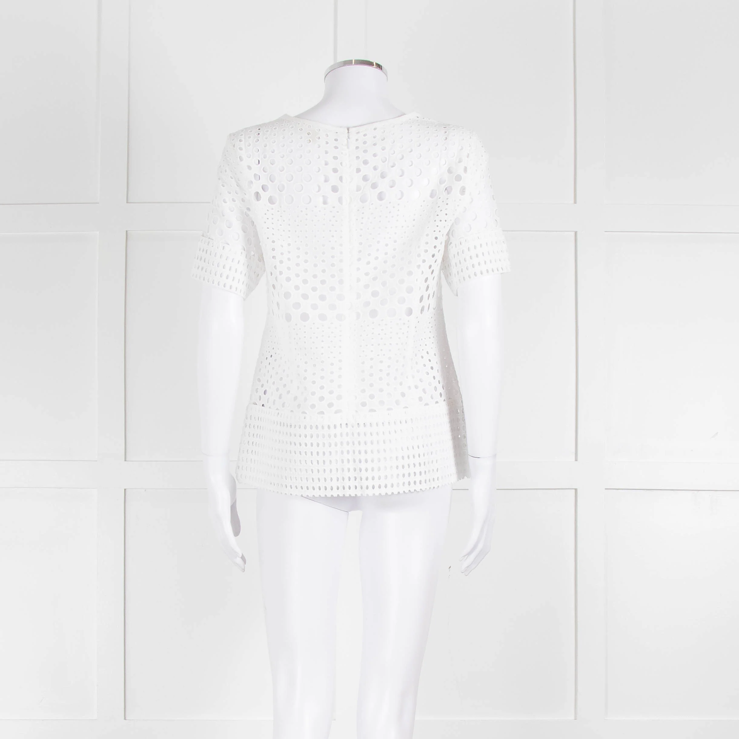 Michael Kors White Lazer Cut Short Sleeve Top - Image 5