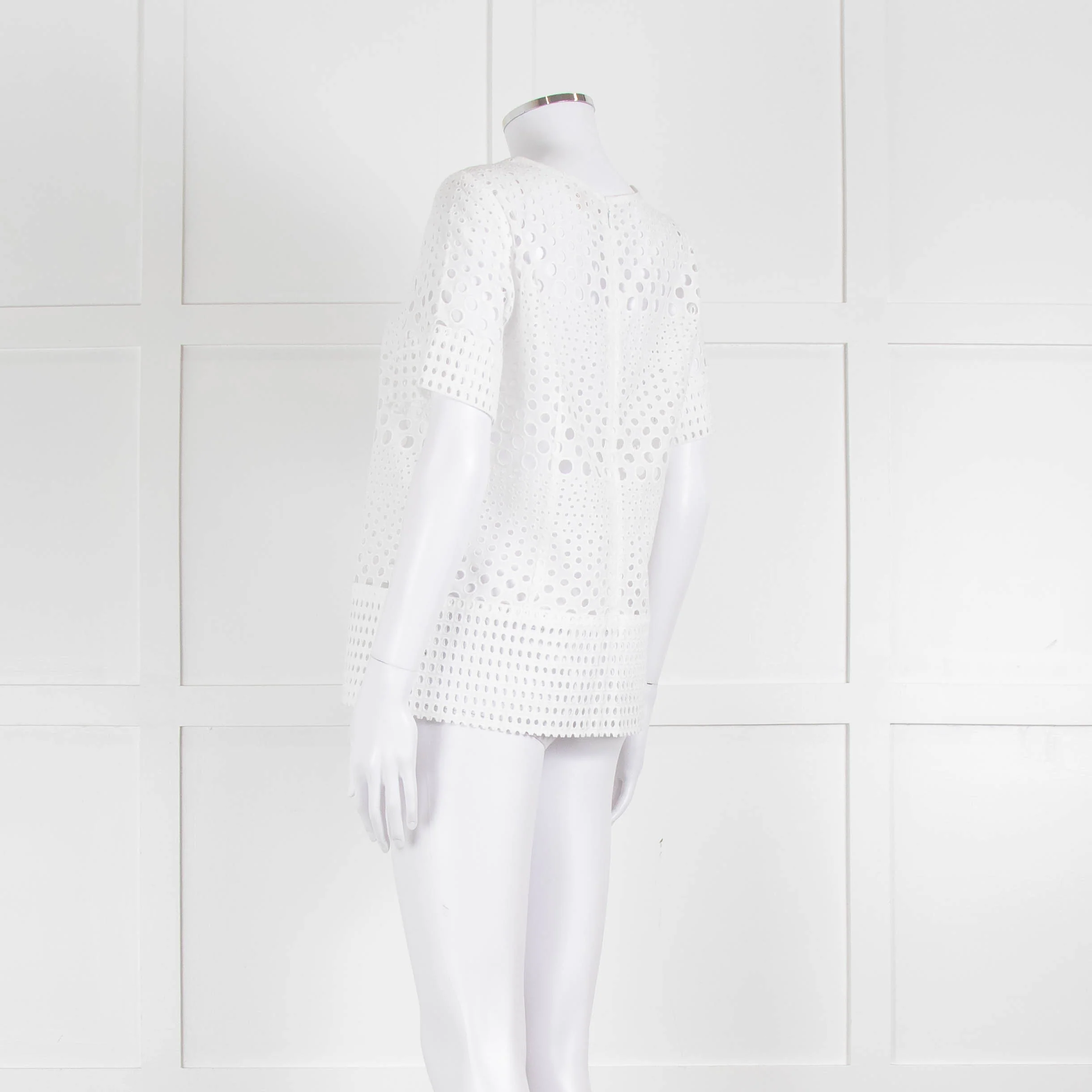 Michael Kors White Lazer Cut Short Sleeve Top - Image 6