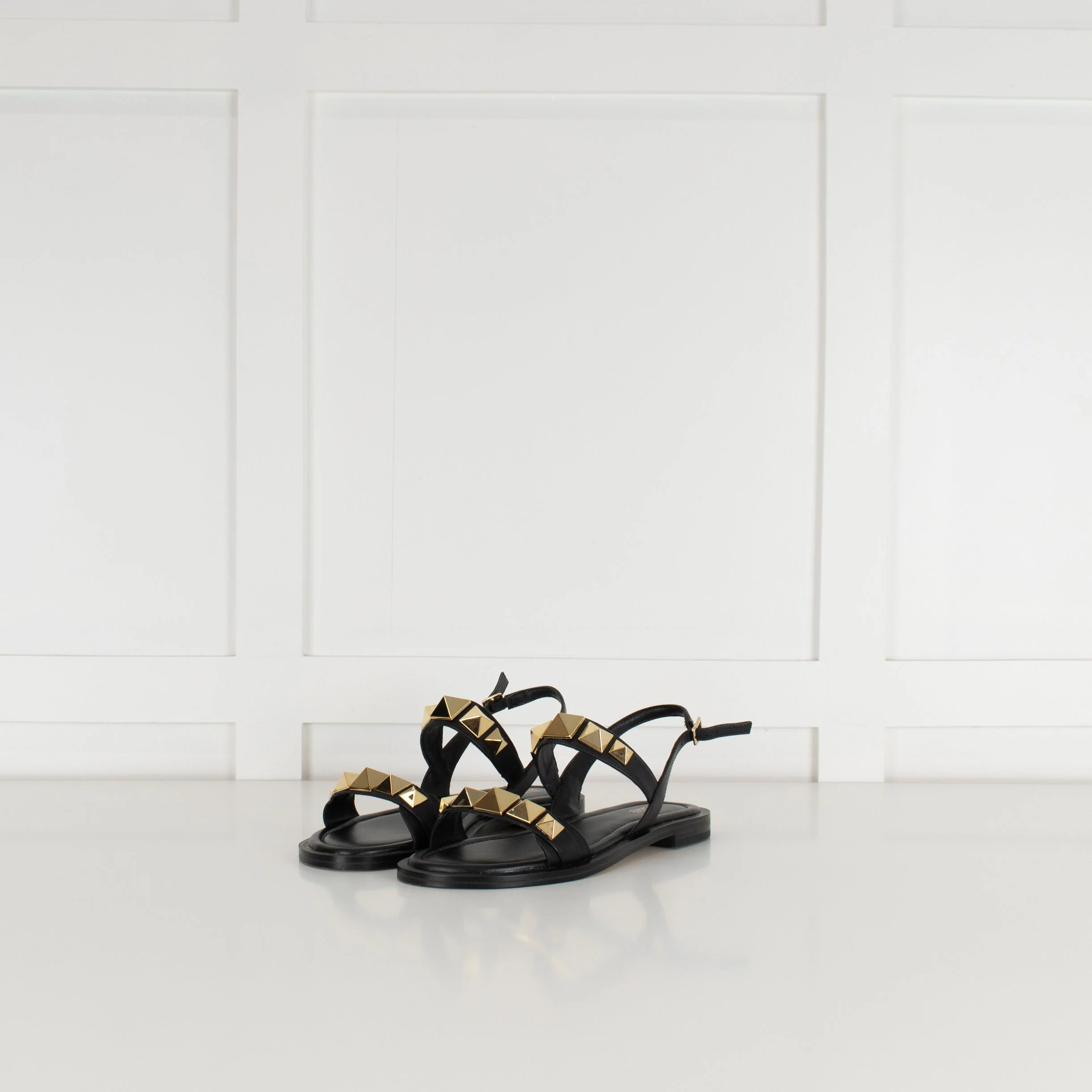 MICHAEL by Michael Kors Black Wren Sandal With Gold Studs
