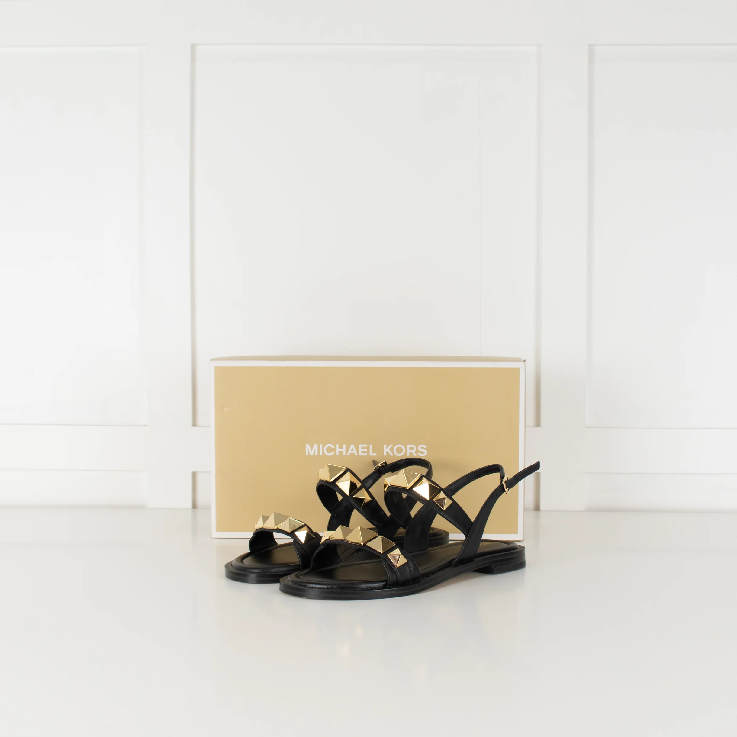 MICHAEL by Michael Kors Black Wren Sandal With Gold Studs - Image 2