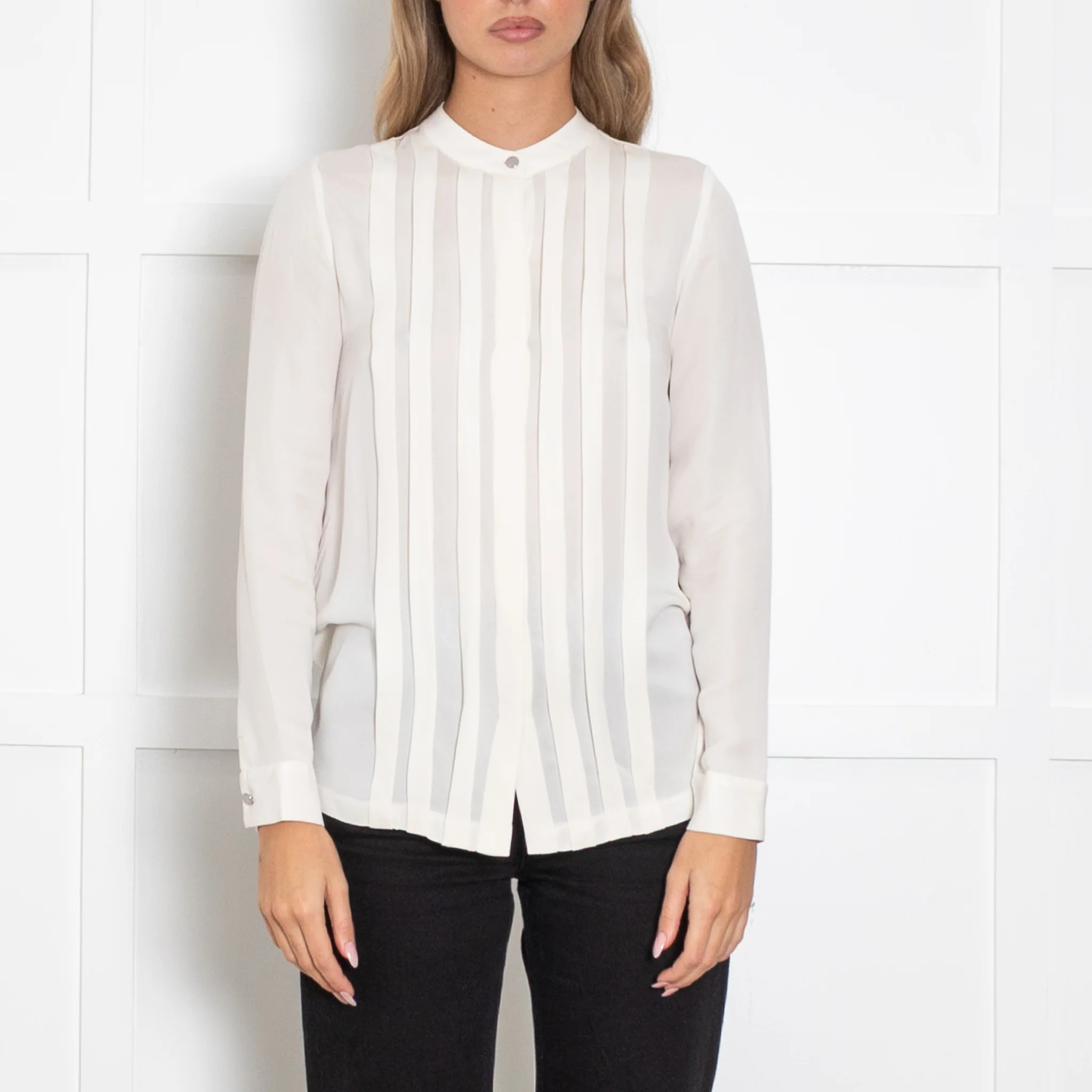 Michael Michael Kors Cream Silk Pin Stuck Front Blouse - Image 2