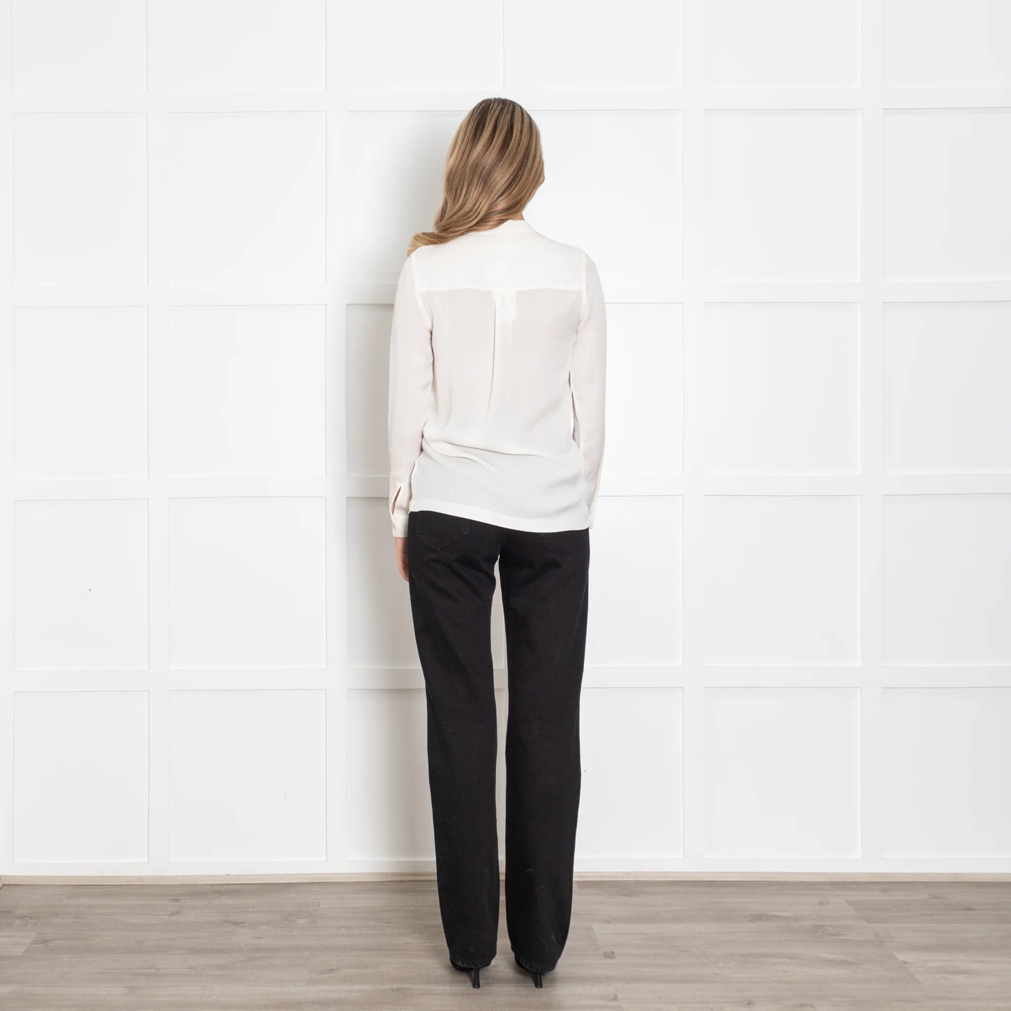 Michael Michael Kors Cream Silk Pin Stuck Front Blouse - Image 5