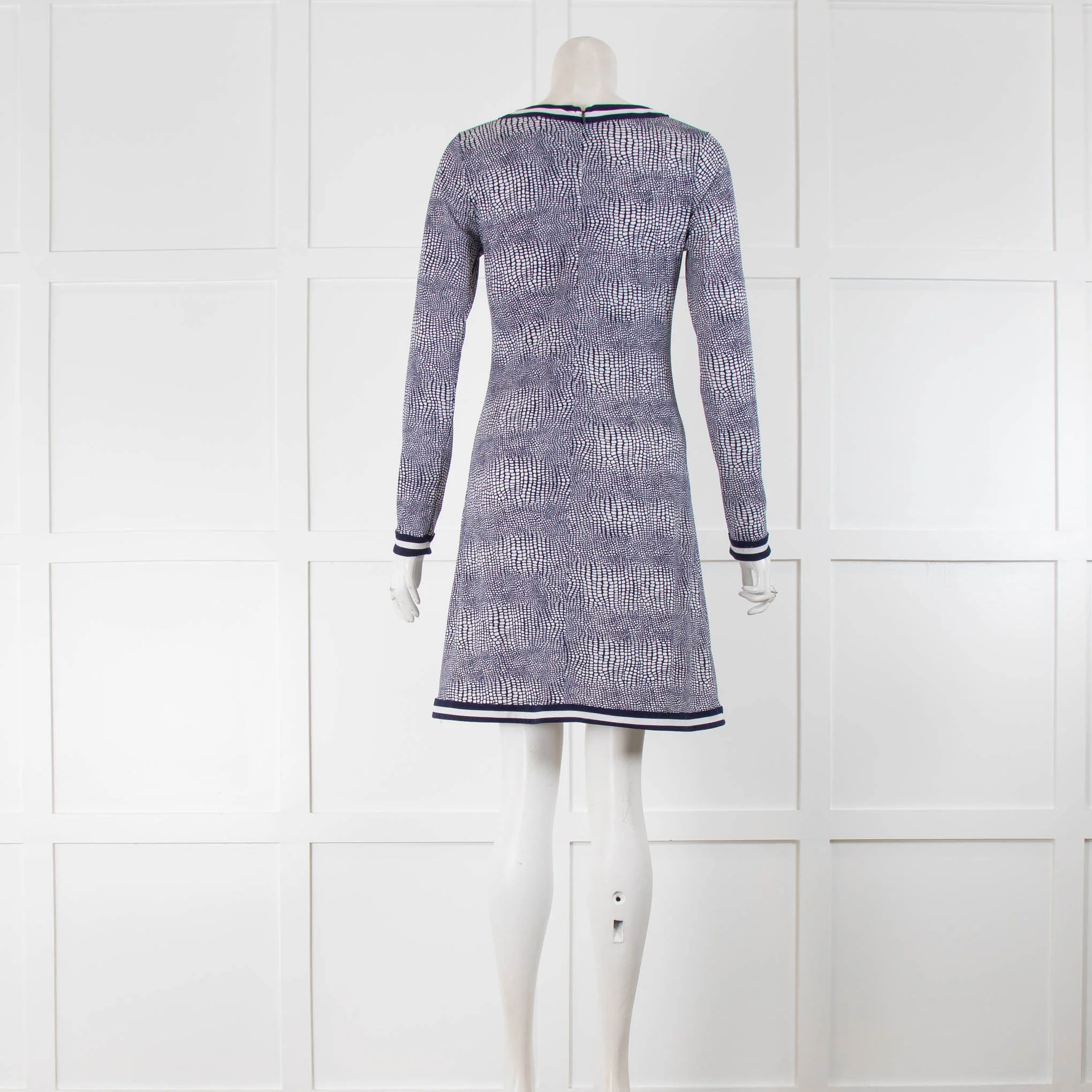 Michael Michael Kors Navy Blue and White Patterned Mini Dress - Image 3