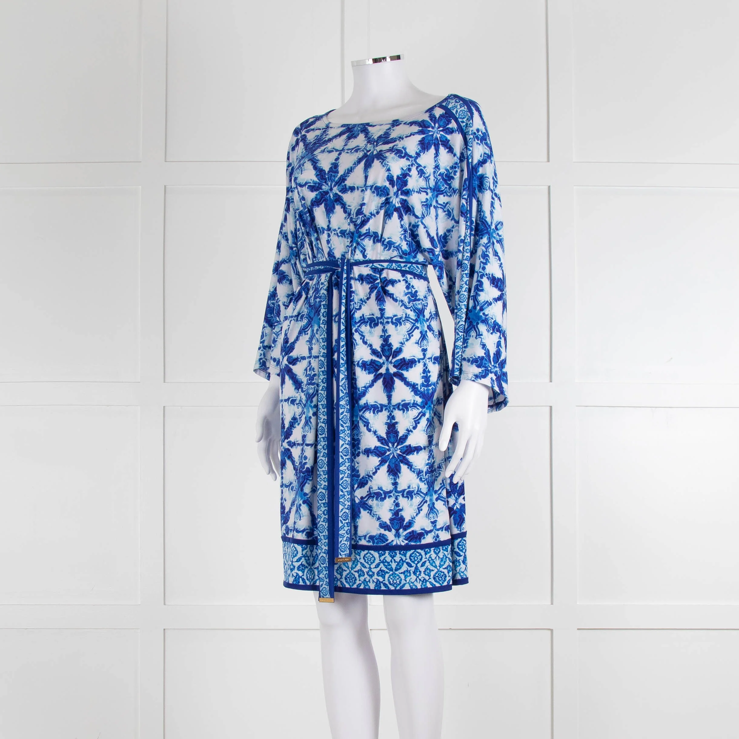 Michael Michael Kors White Blue Wide Sleeve Belted Tunic - Image 8