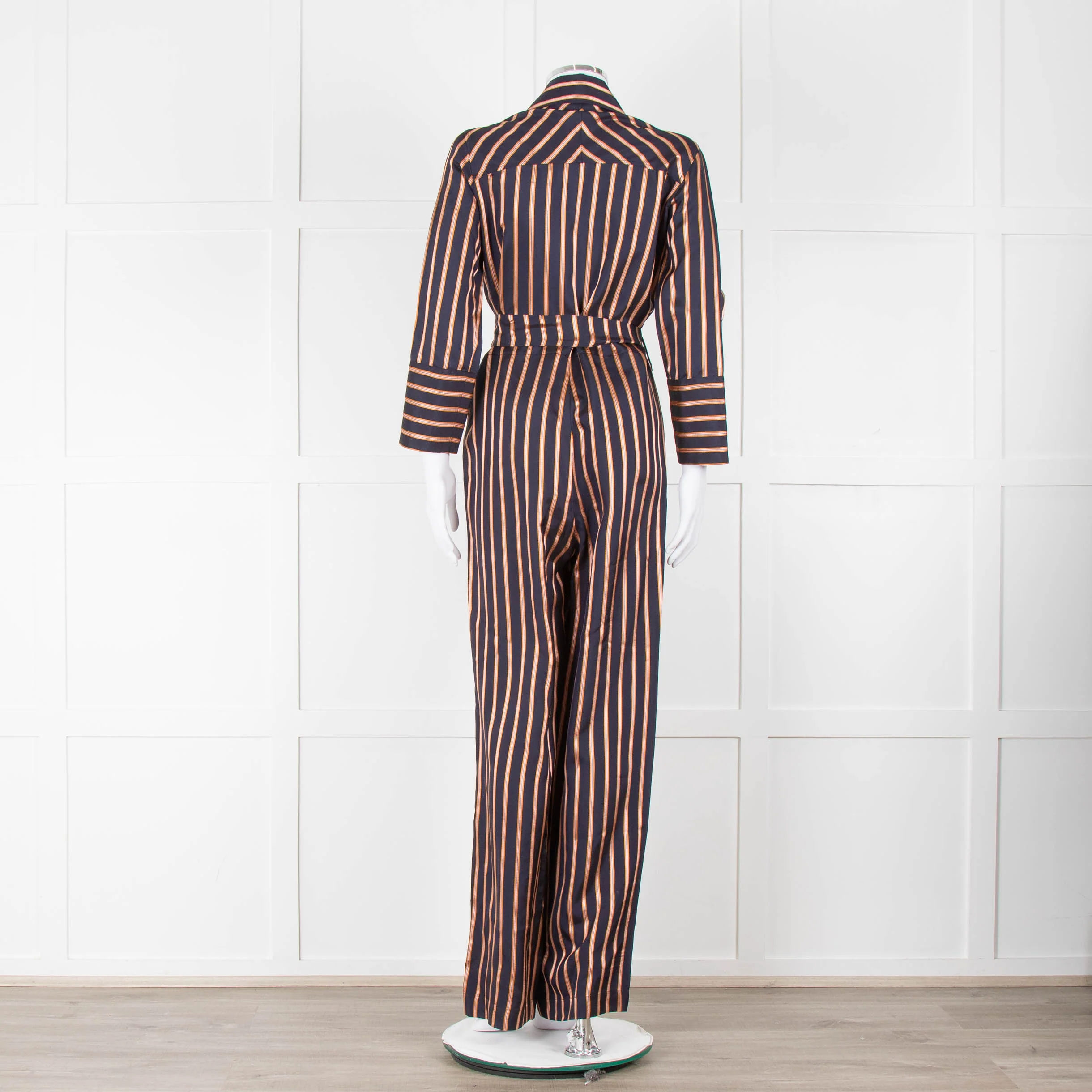 MIH Black Bronze Striped Long Sleeve Belted  Jumpsuit - Image 5