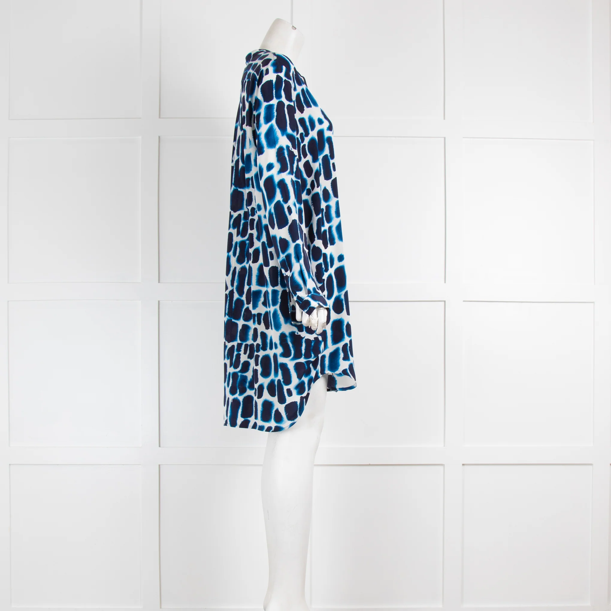 MIH Blue Giraffe Print Silk Shirt Dress - Image 2