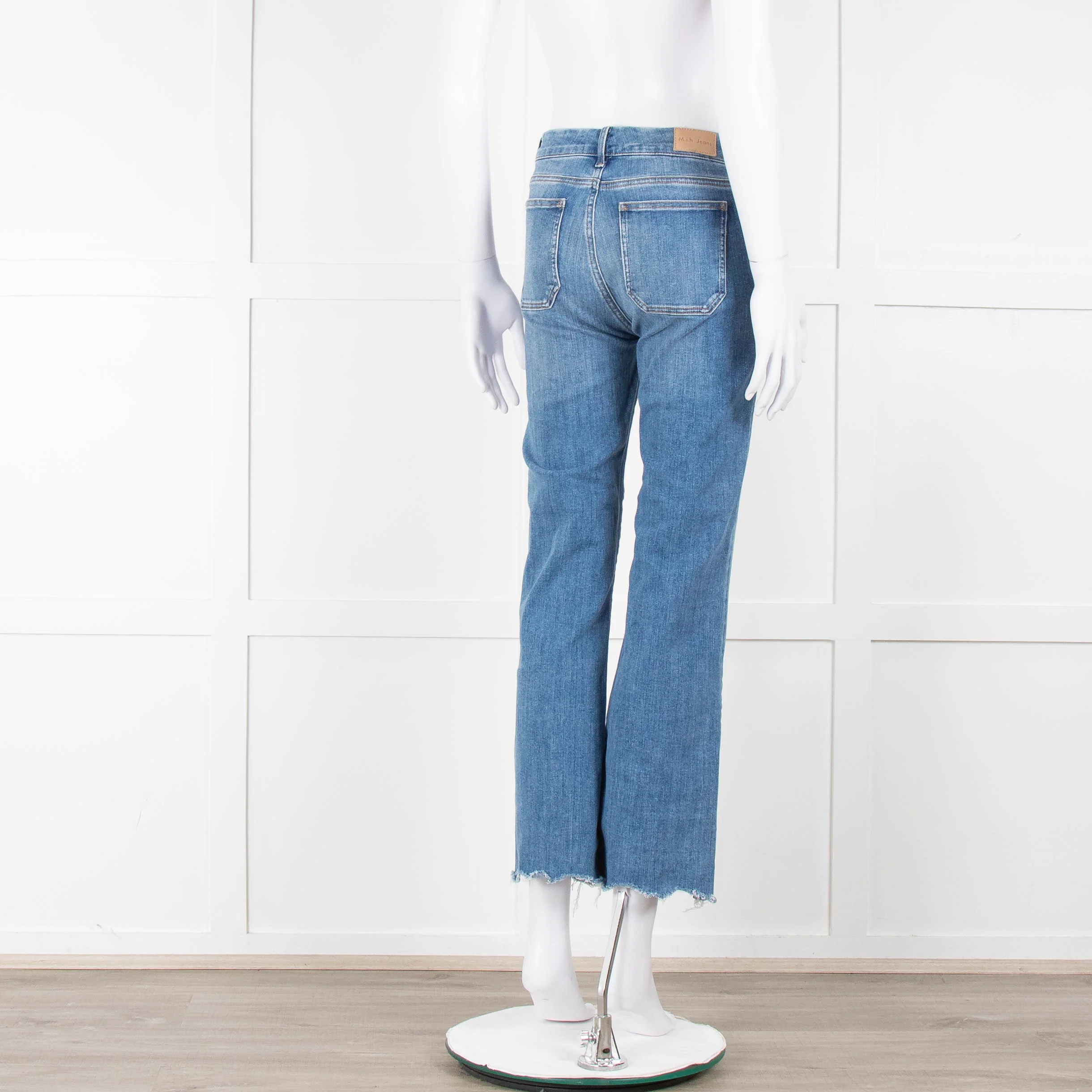 M.i.h Jeans Blue Denim Frayed Detail Flared Leg Jeans - Image 4
