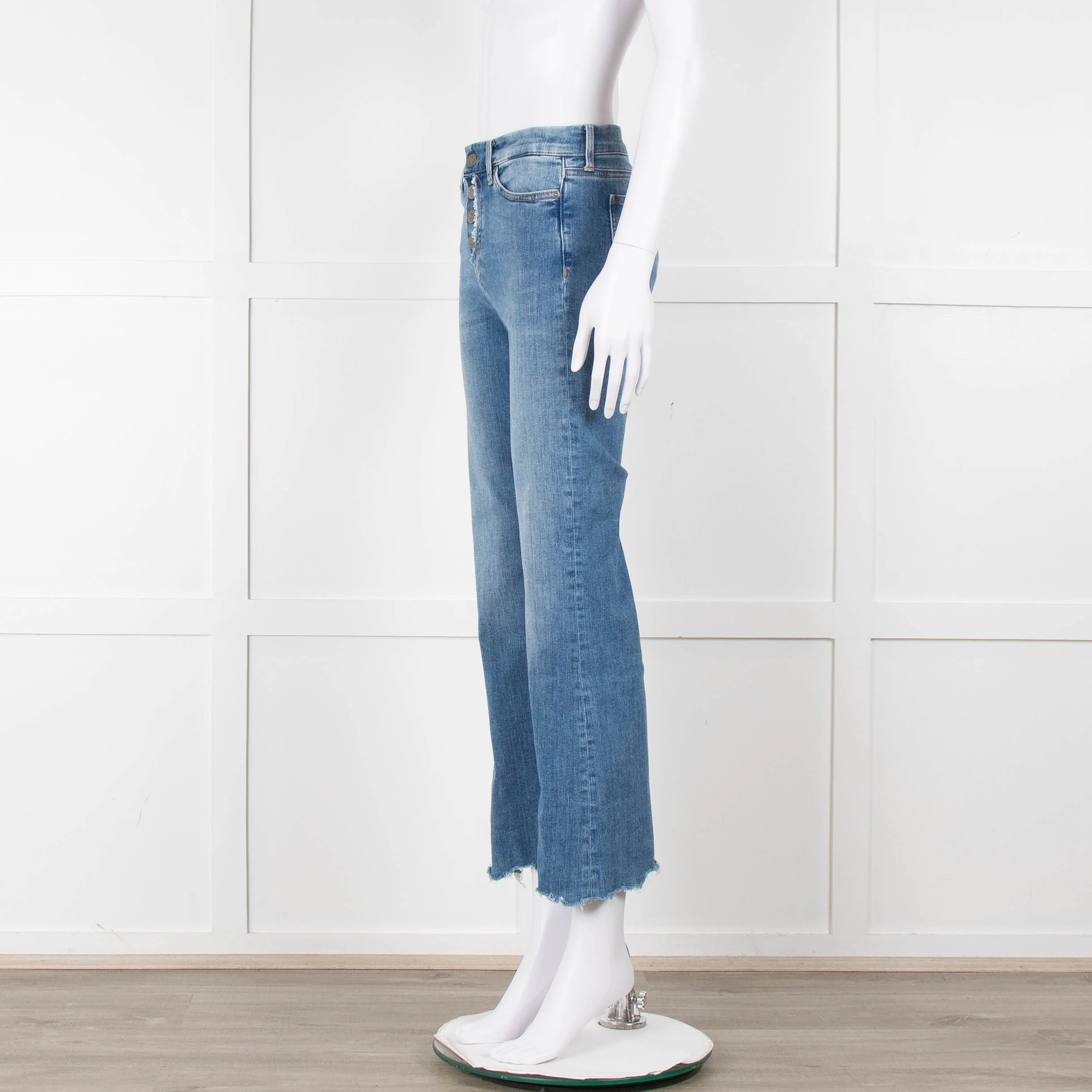 M.i.h Jeans Blue Denim Frayed Detail Flared Leg Jeans - Image 7