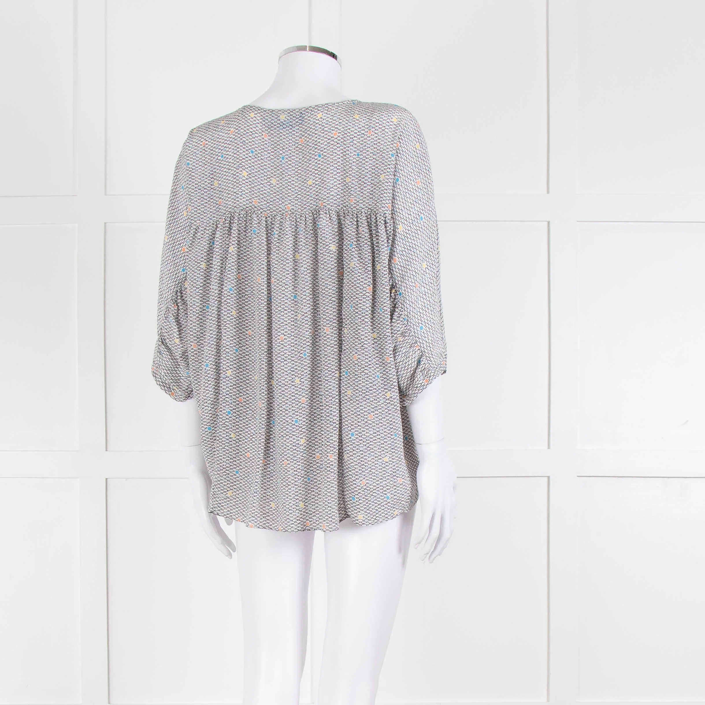 MIH White Black Blue Silk Oversized Top - Image 4