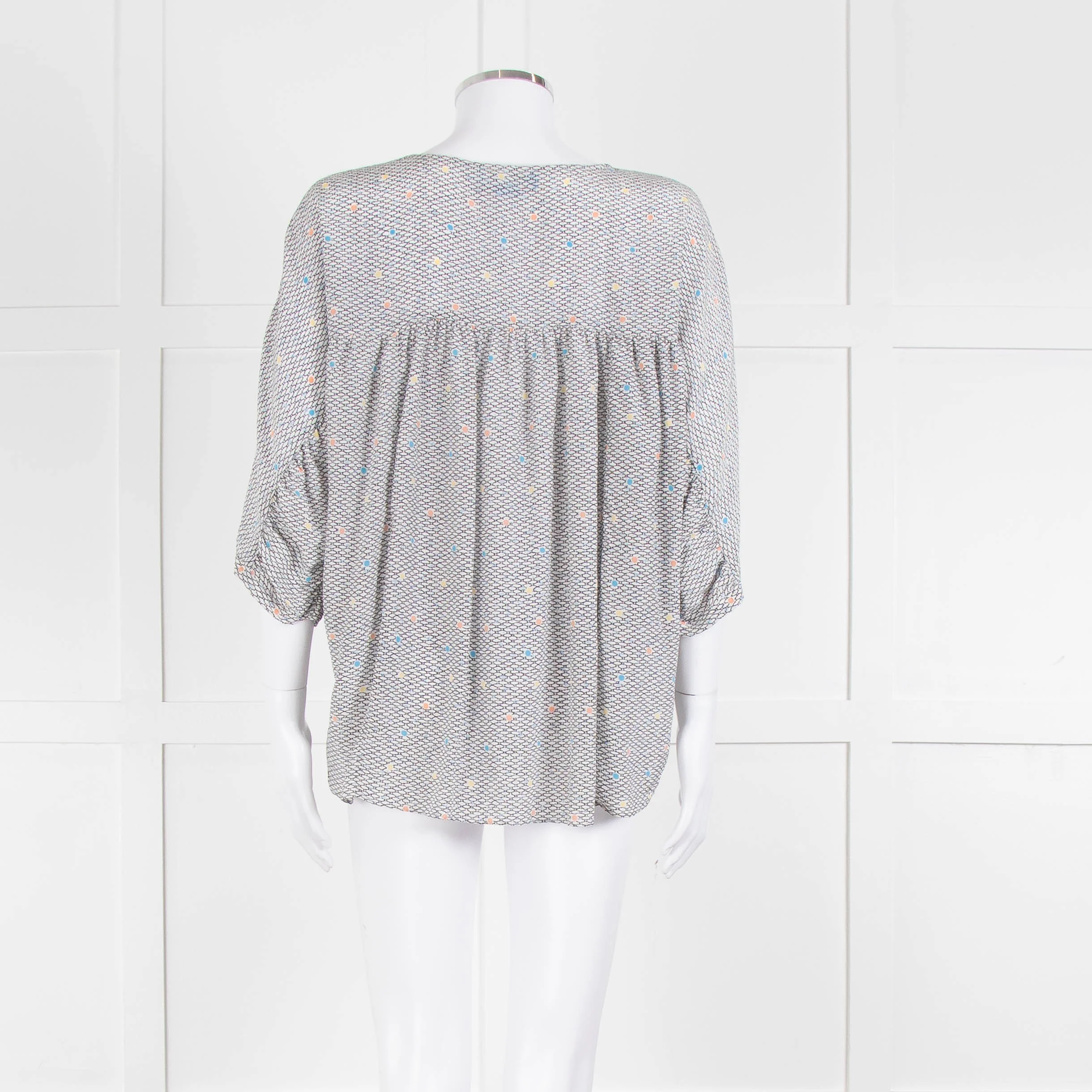 MIH White Black Blue Silk Oversized Top - Image 5