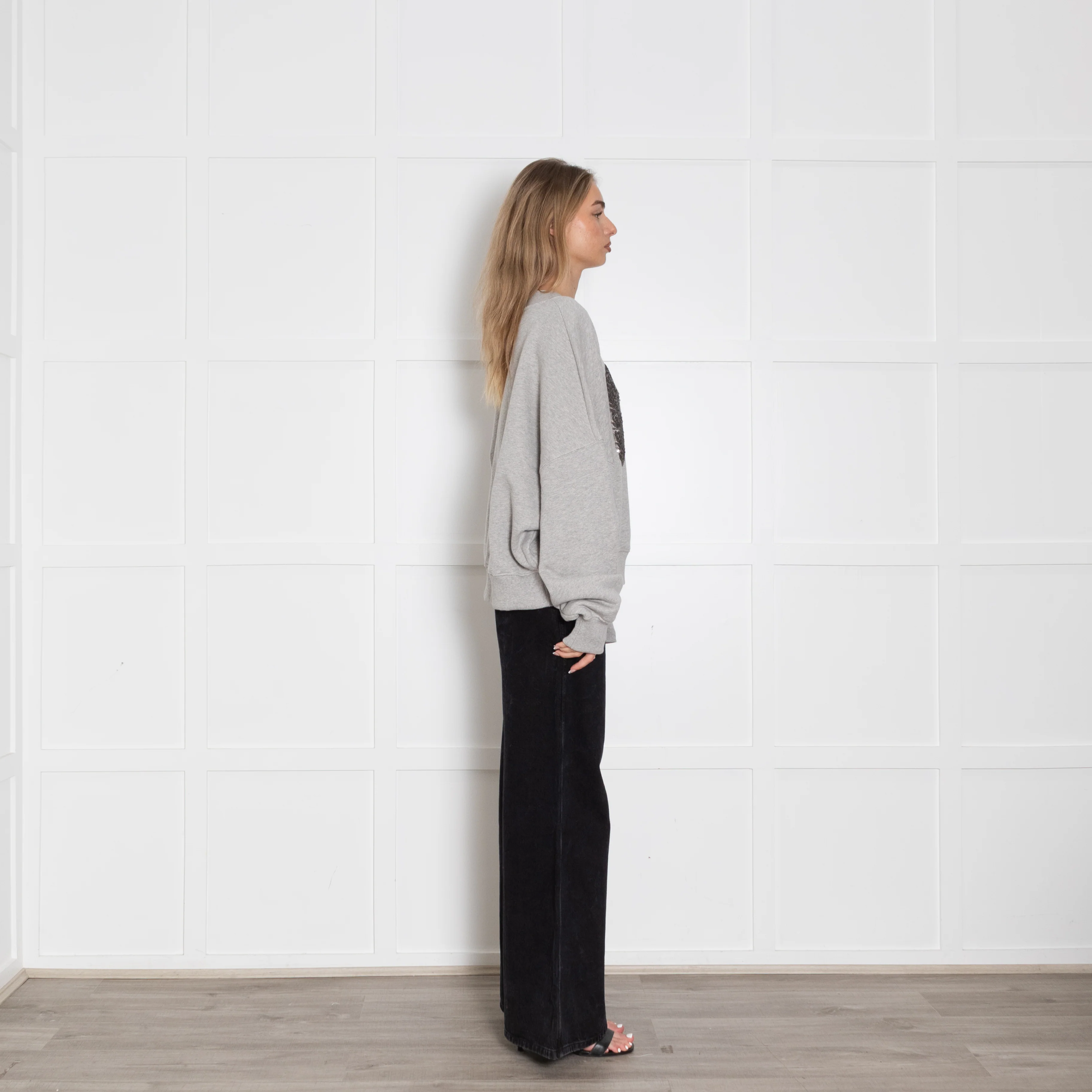 Mikuta Grey Love Sequin Sweatshirt - Image 6