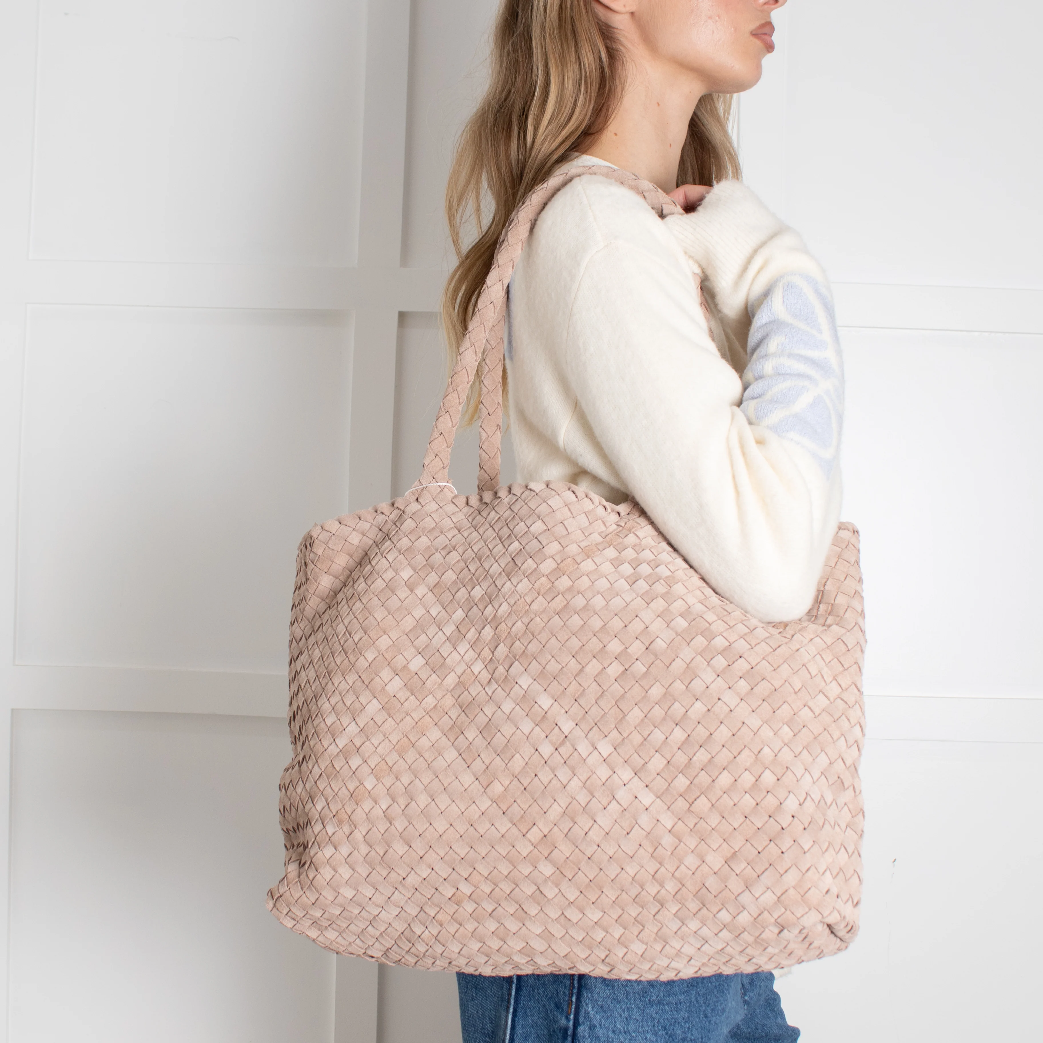 Milaner Taupe The Classic Elena Woven Handbag - Image 4