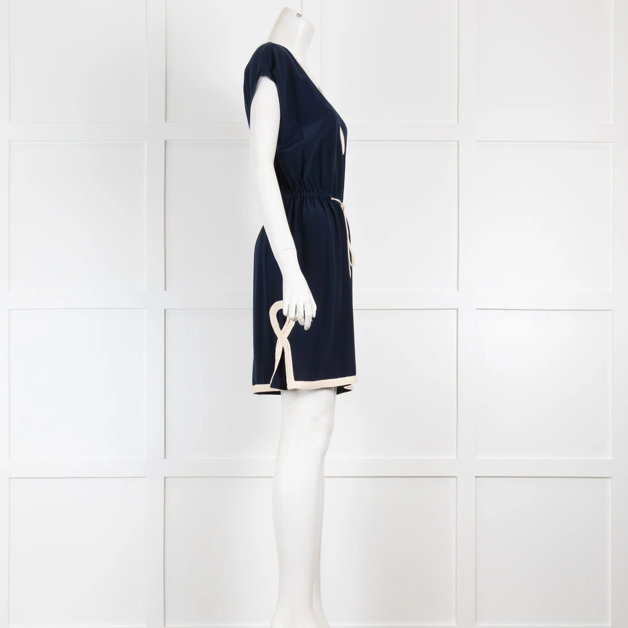 Milly Navy Rope Detail Mini Dress - Image 2