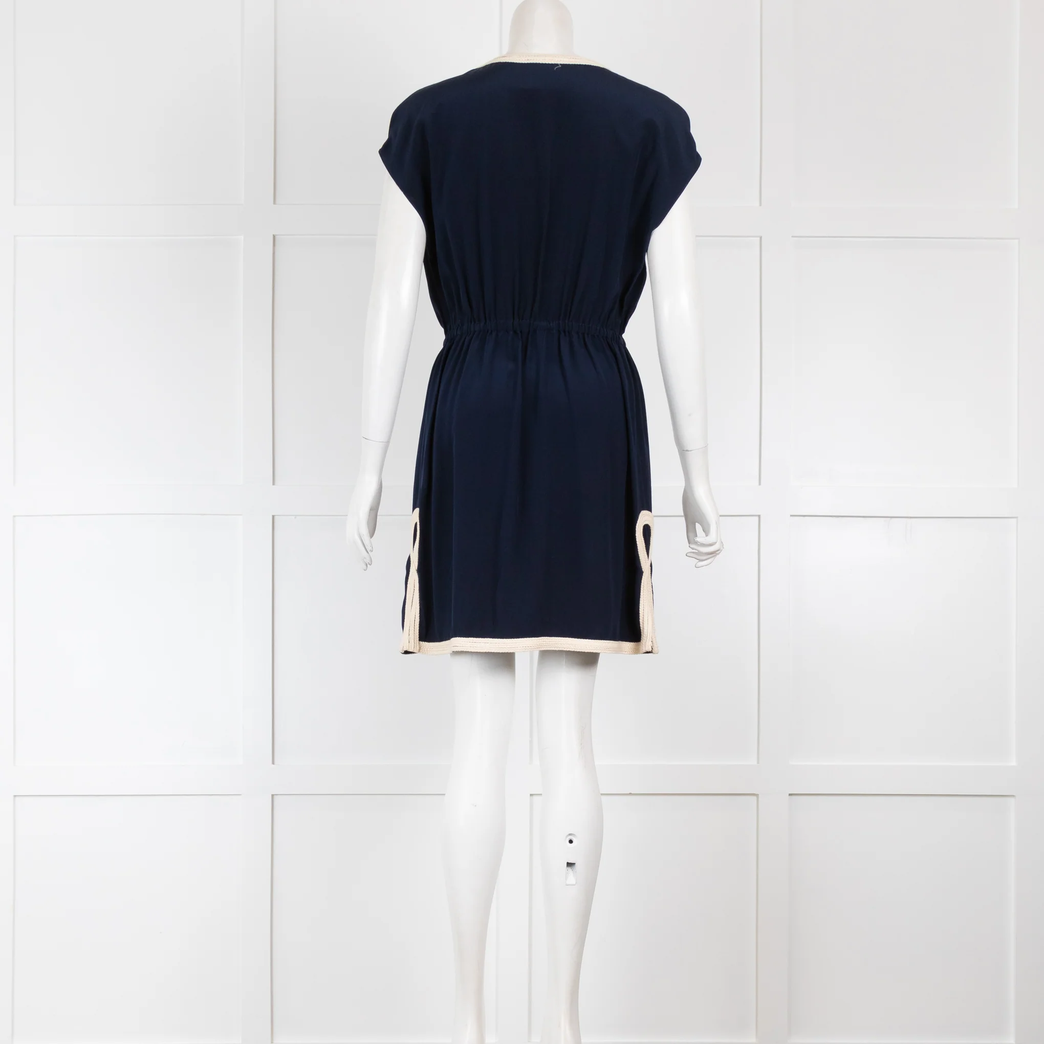 Milly Navy Rope Detail Mini Dress - Image 3