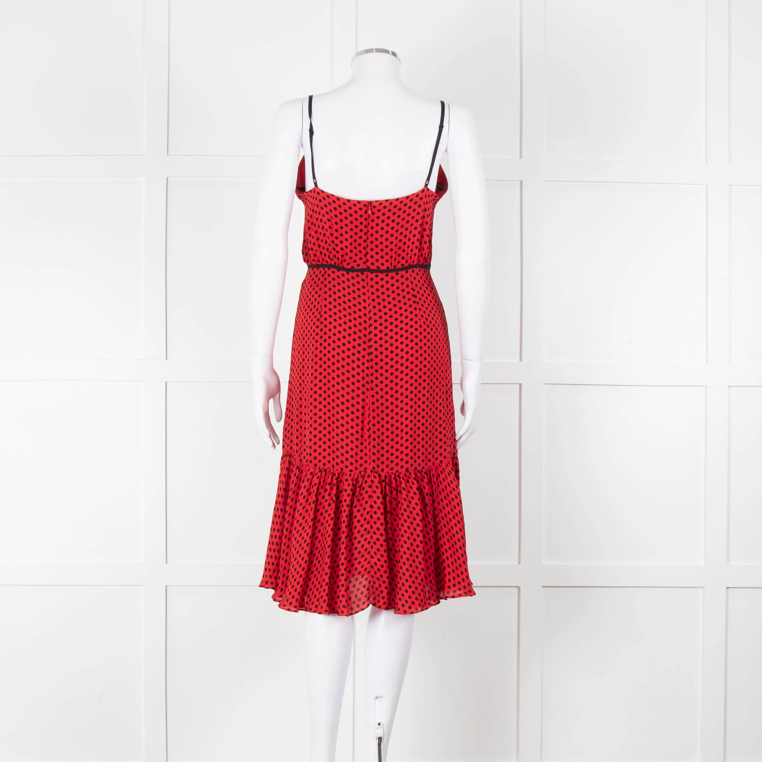 Milly Red Black Polka Dot Sleeveless Dress - Image 5