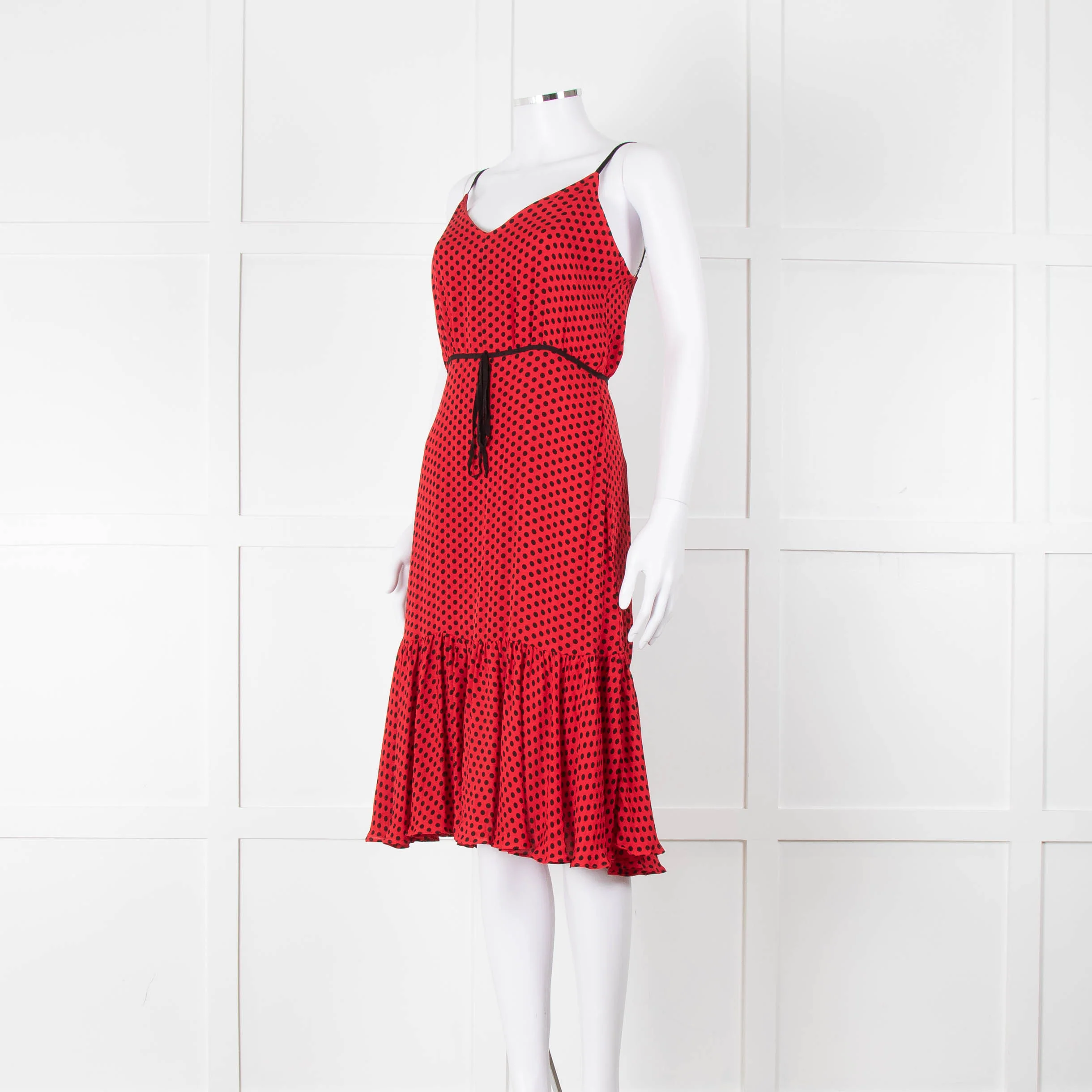 Milly Red Black Polka Dot Sleeveless Dress - Image 8