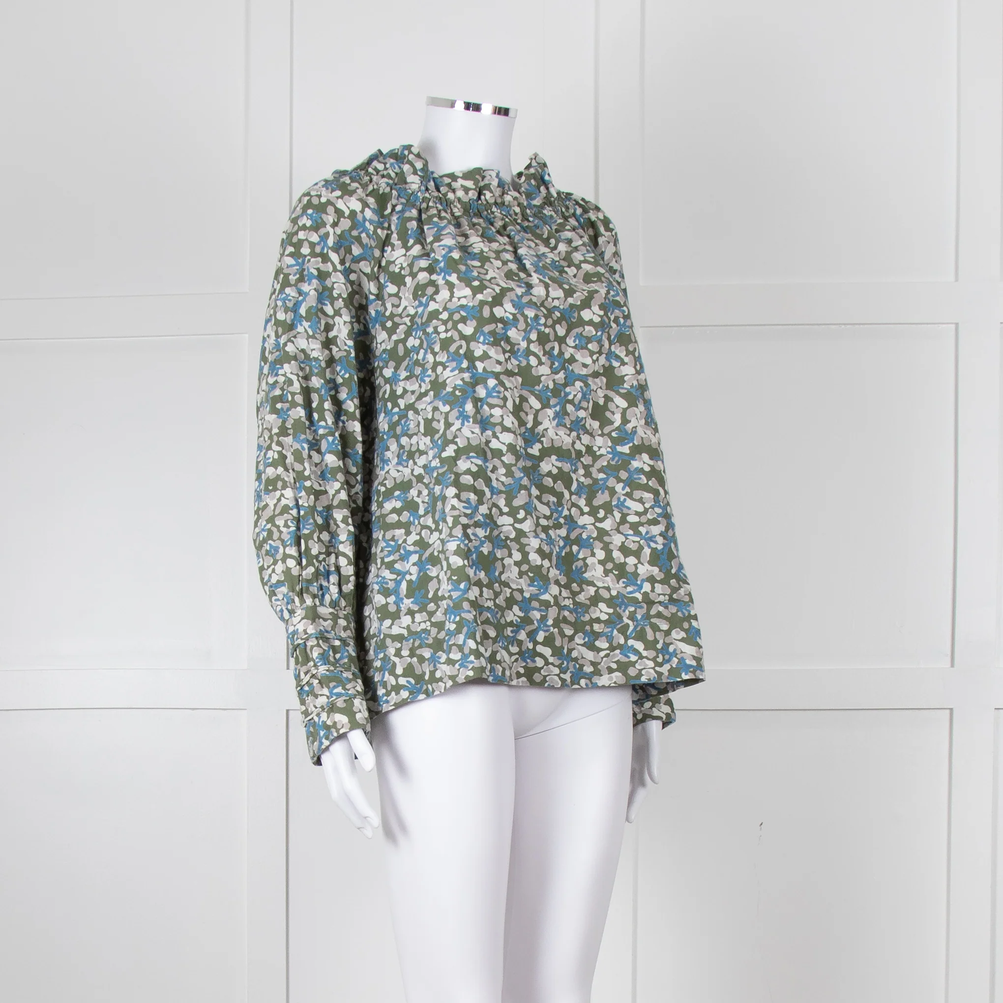 MIRTH Green Floral Gathered Neck Top - Image 2