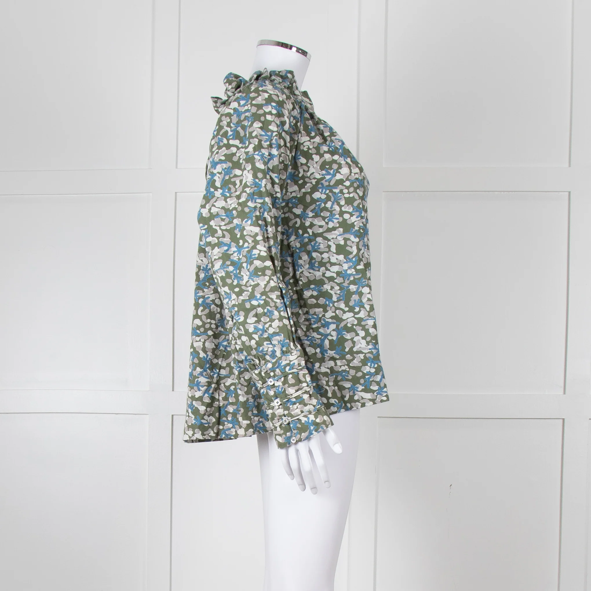 MIRTH Green Floral Gathered Neck Top - Image 3