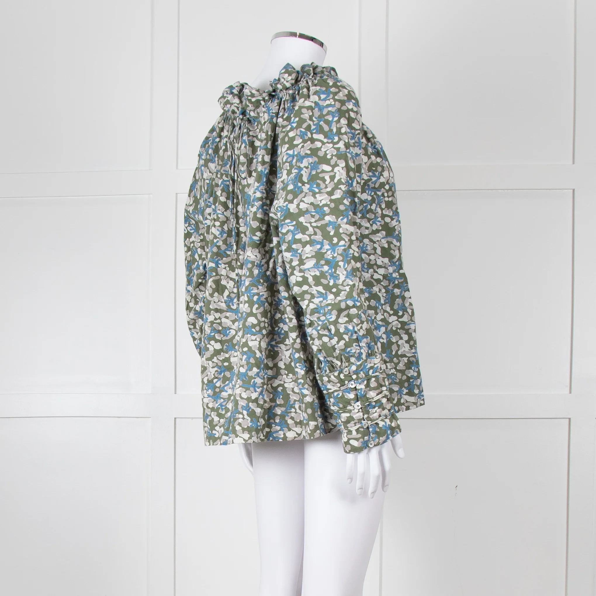 MIRTH Green Floral Gathered Neck Top - Image 4