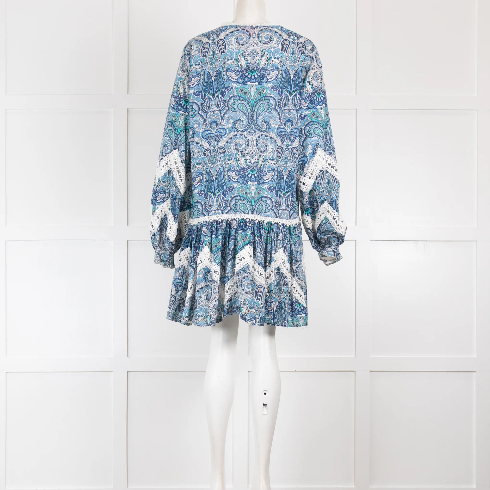 Miss June Blue Paisley Summer Dress with Sequin Embellishment - Image 2