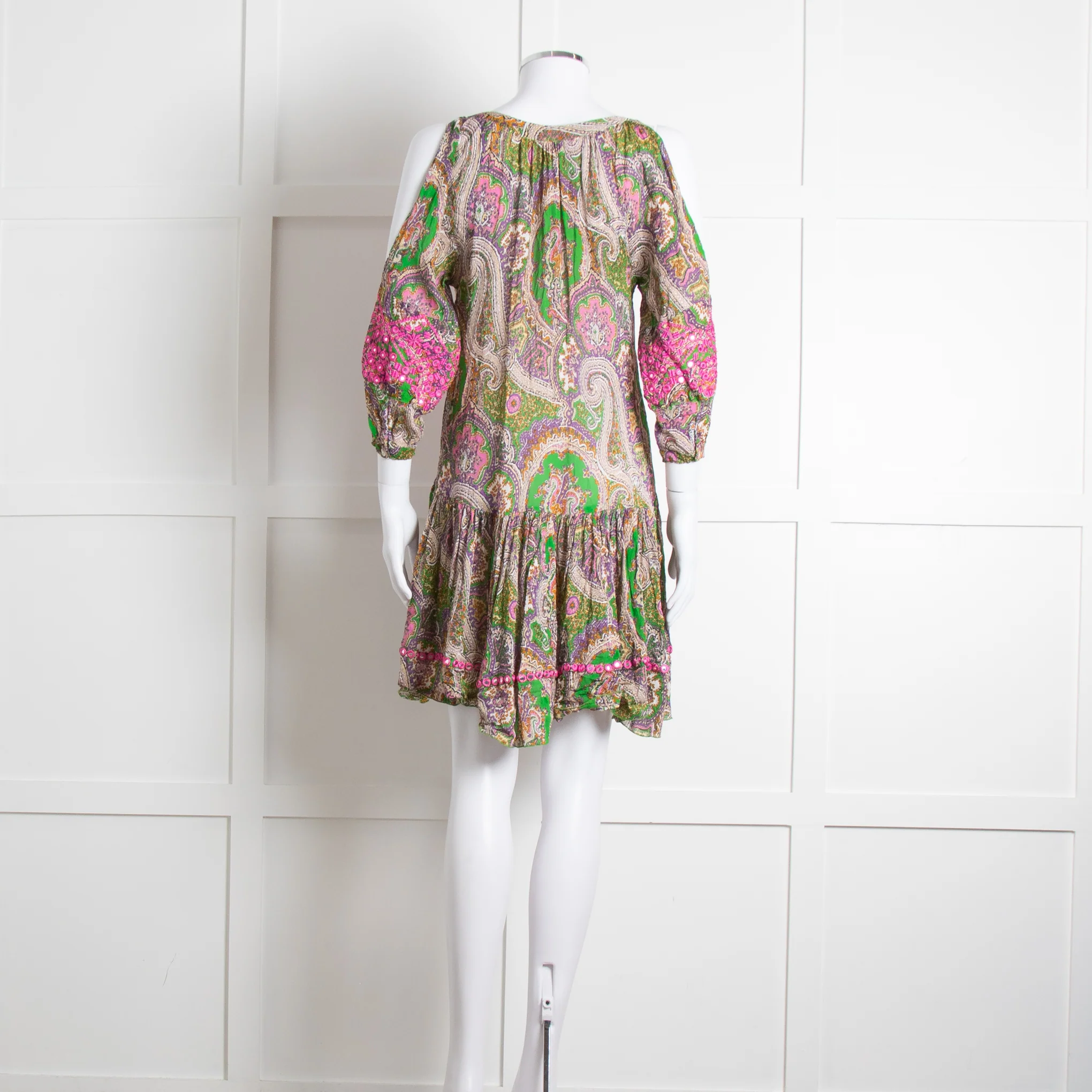 Miss June Green Embroidered Kaftan Mini Dress - Image 5