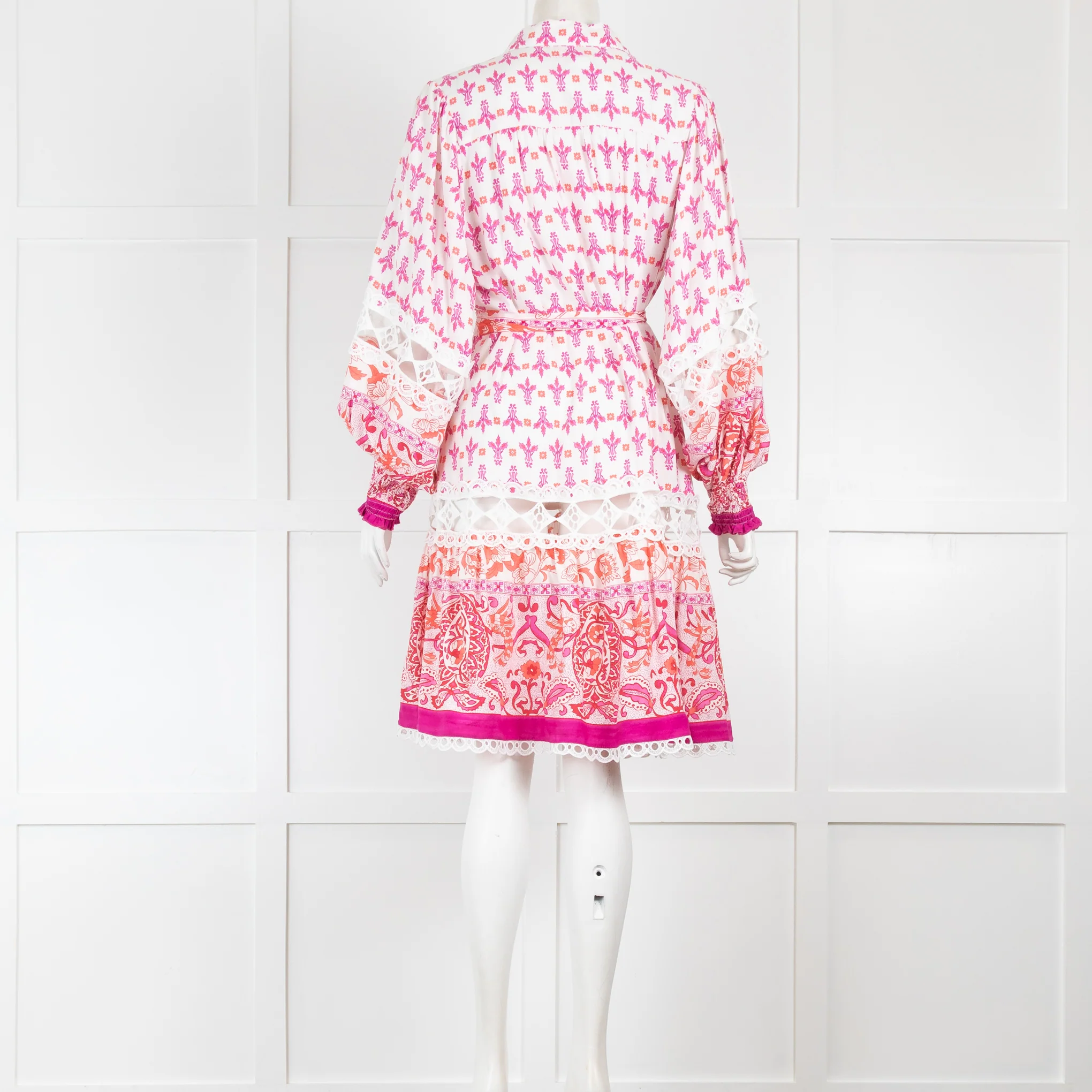 Miss June Pink Patterned Button Front Summer Dress - Image 3