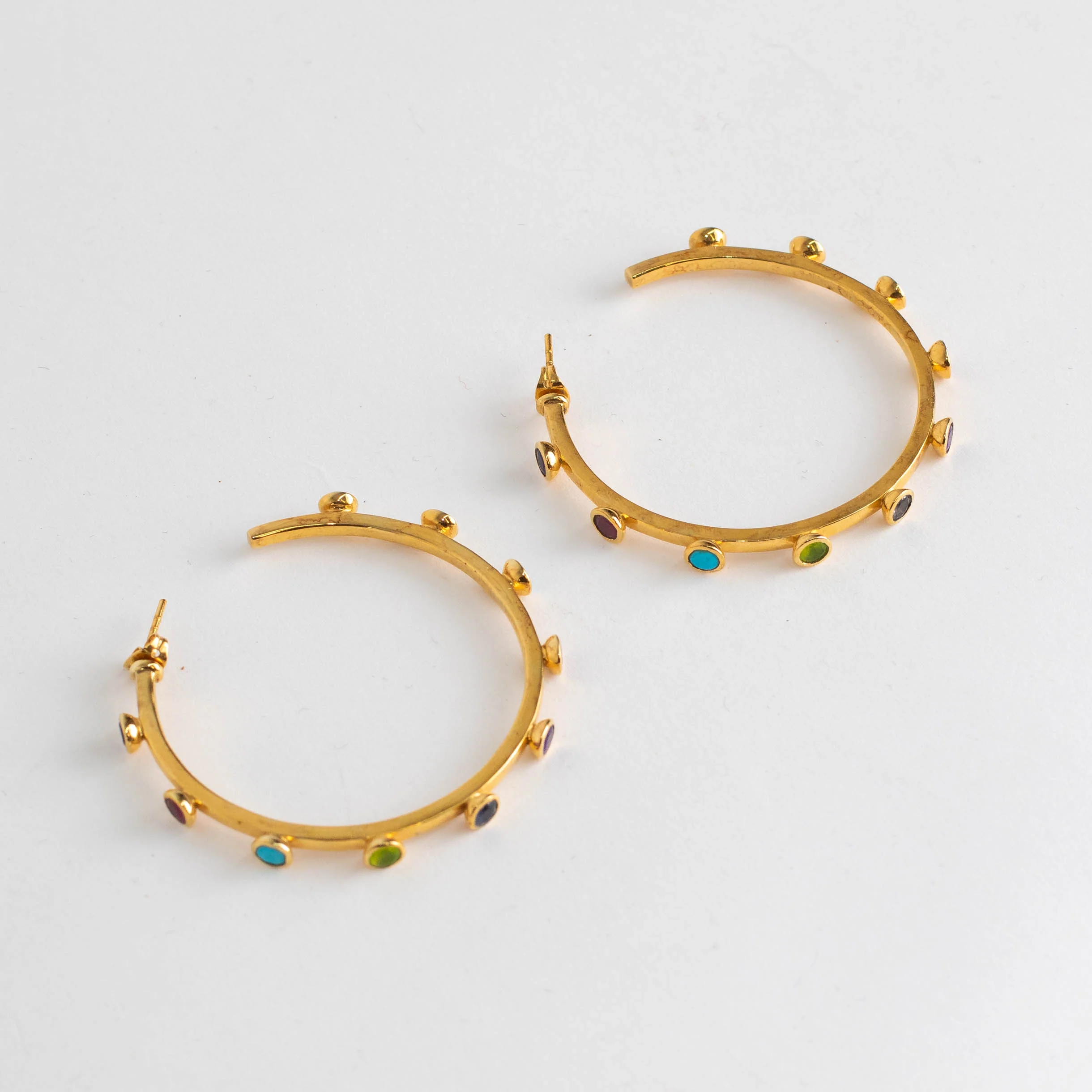Missoma Gold Hoop Earrings with Multicoloured Gems