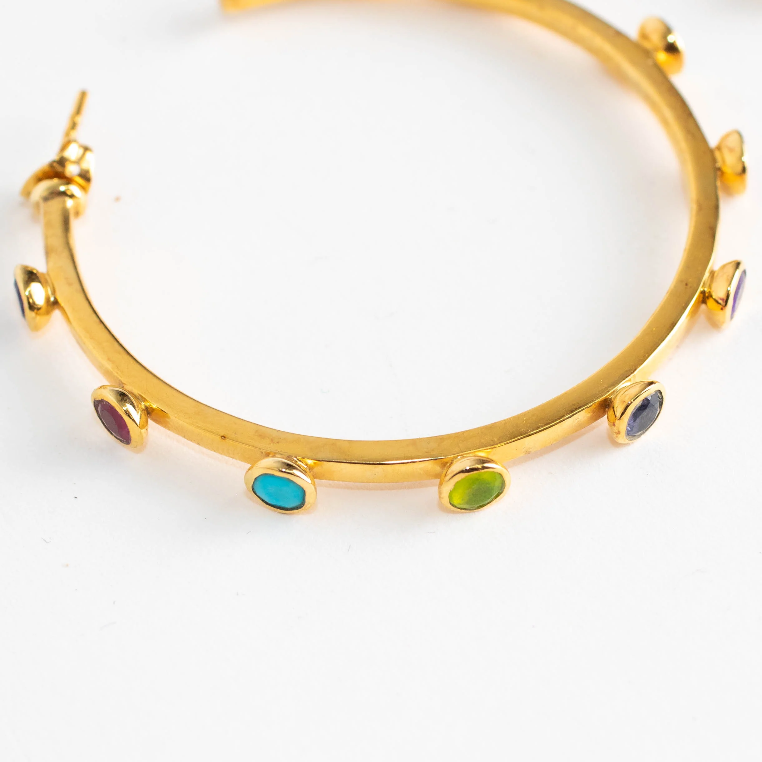 Missoma Gold Hoop Earrings with Multicoloured Gems - Image 2