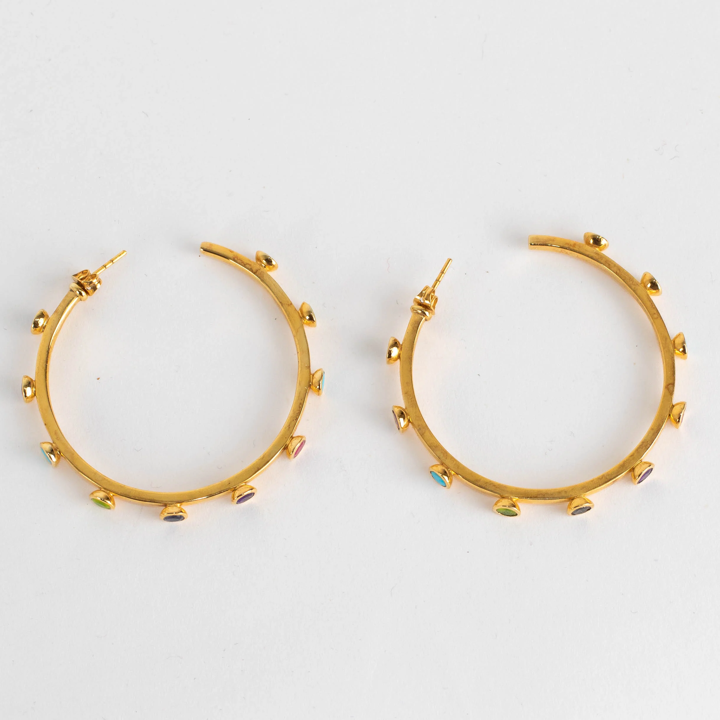 Missoma Gold Hoop Earrings with Multicoloured Gems - Image 4