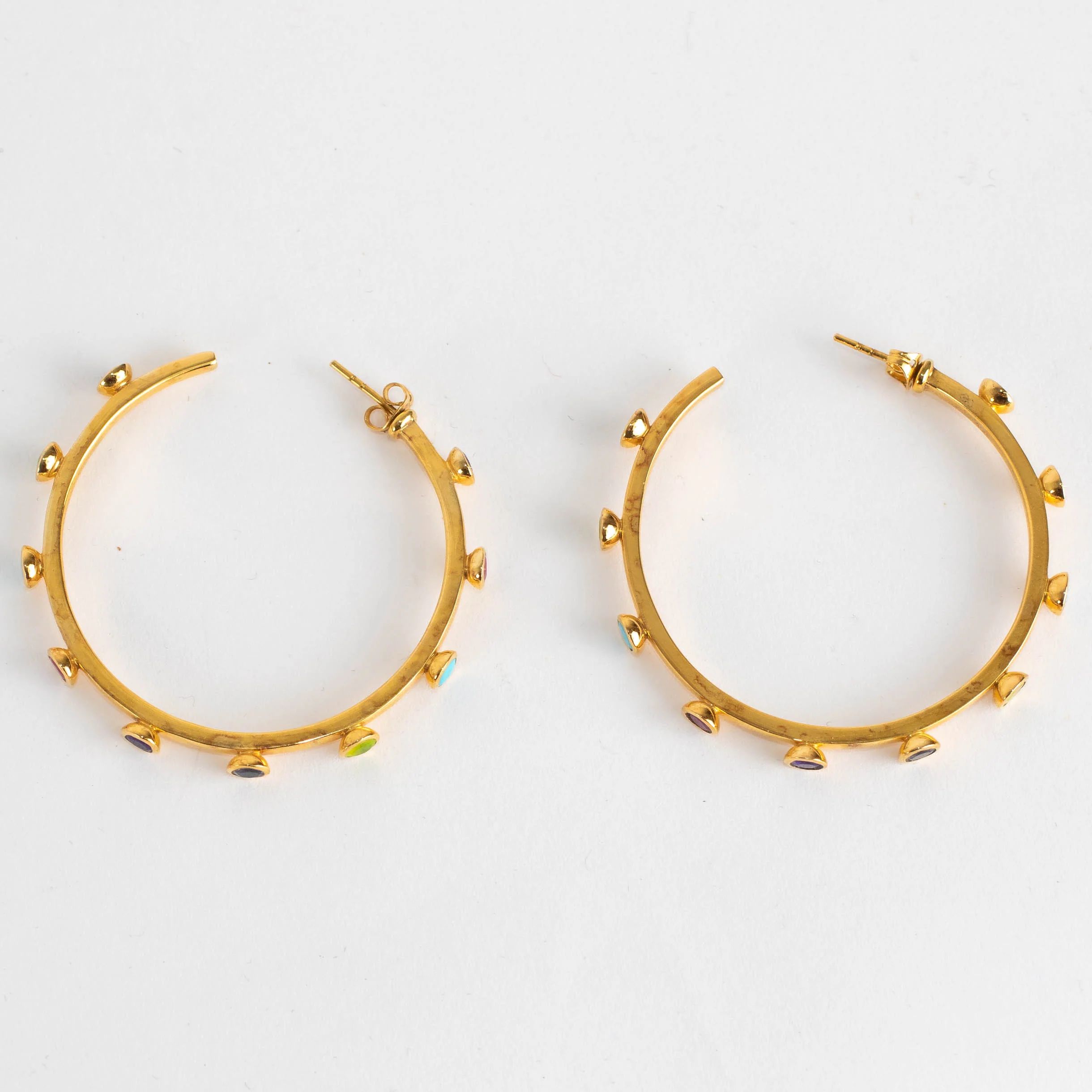 Missoma Gold Hoop Earrings with Multicoloured Gems - Image 5