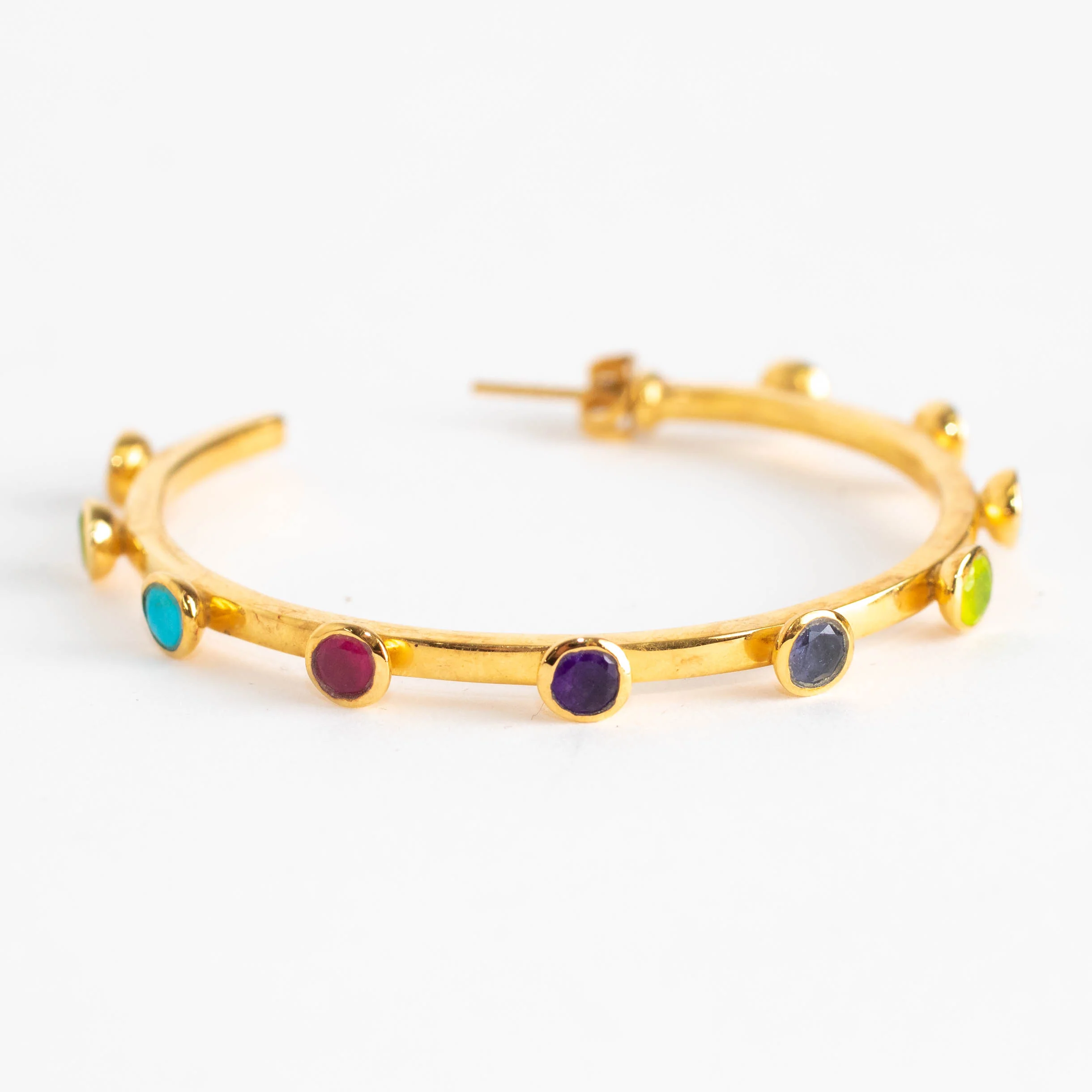 Missoma Gold Hoop Earrings with Multicoloured Gems - Image 6