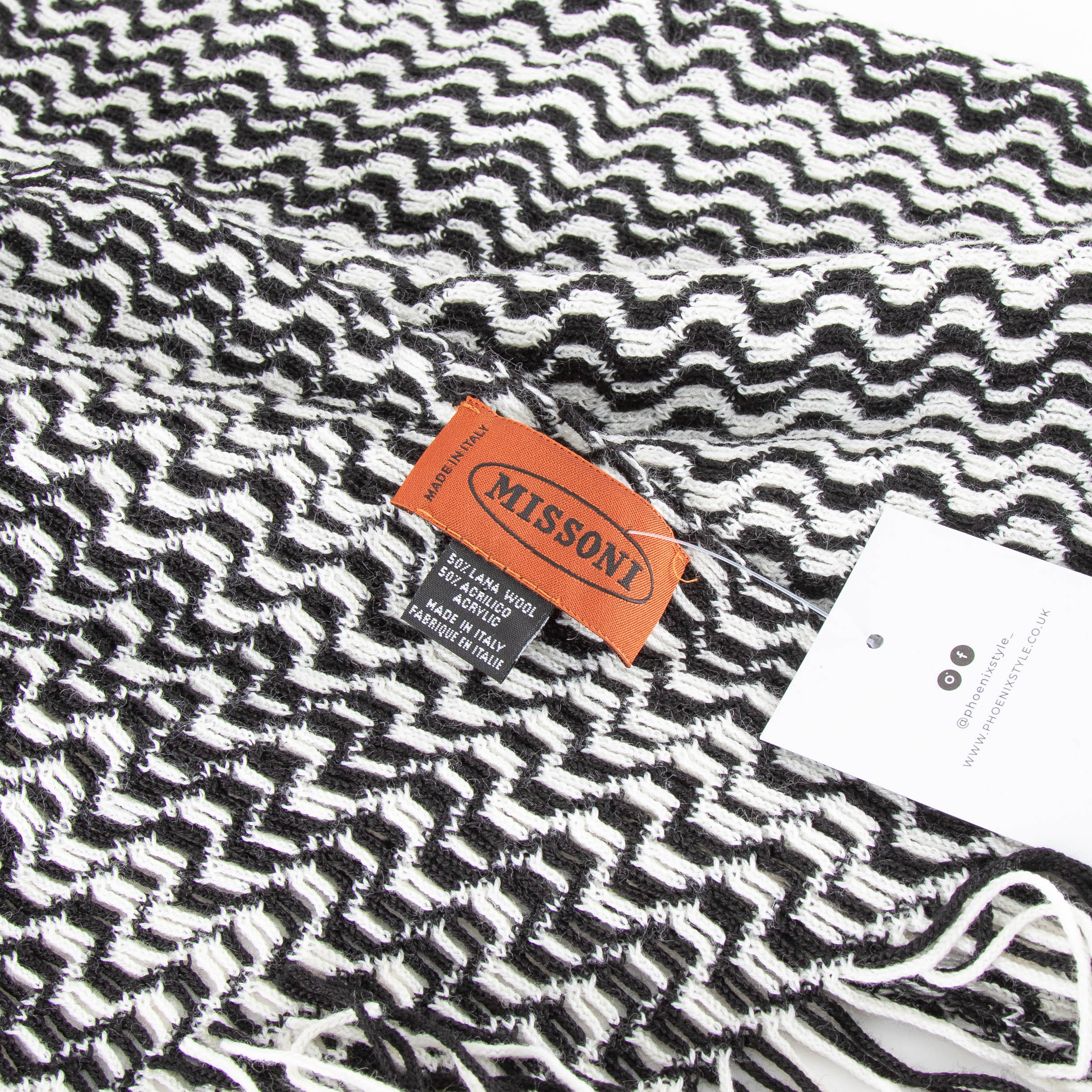 Missoni Black And White Knit Scarf - Image 4