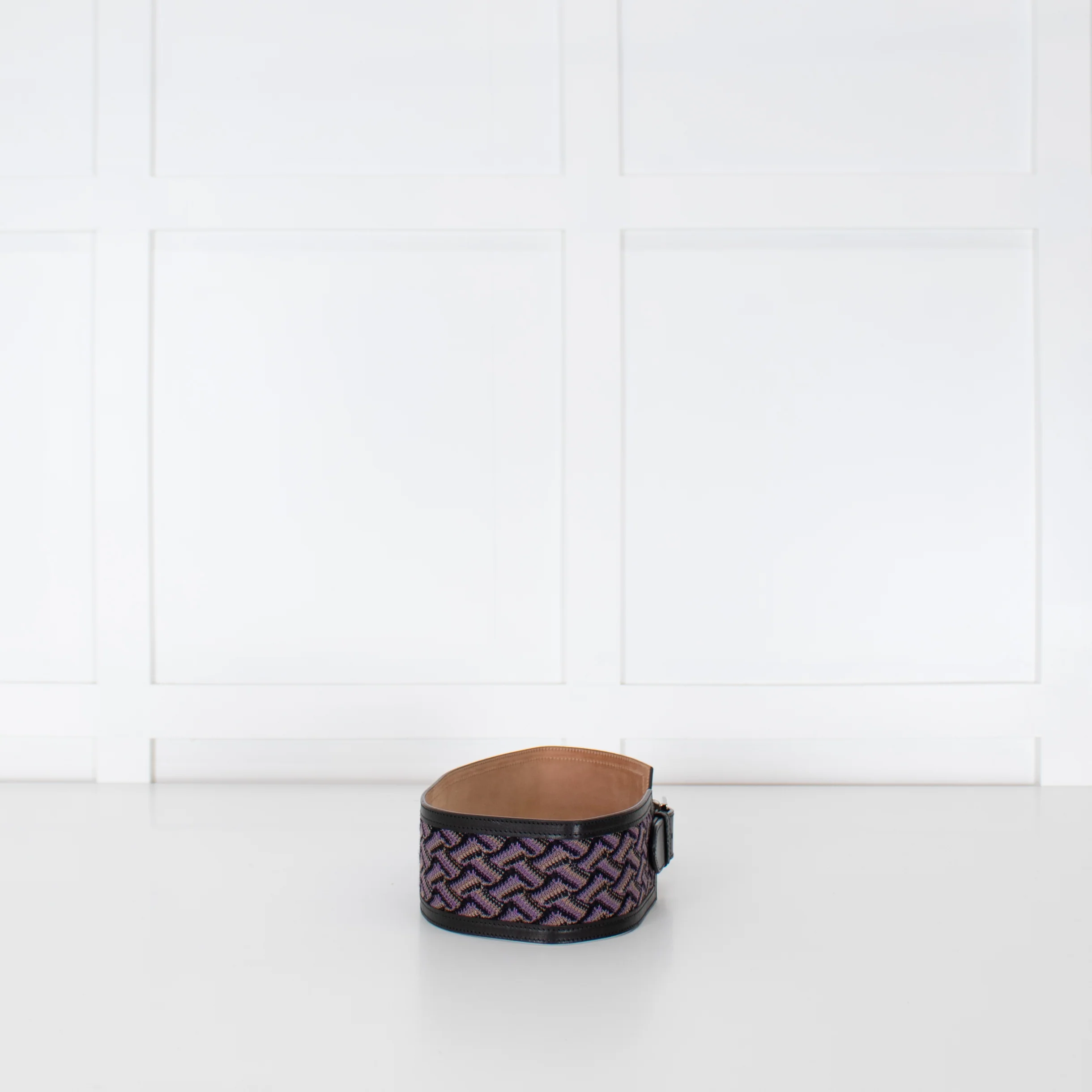 Missoni Black Purple Zig Zag Leather Trim Wide Belt - Image 3