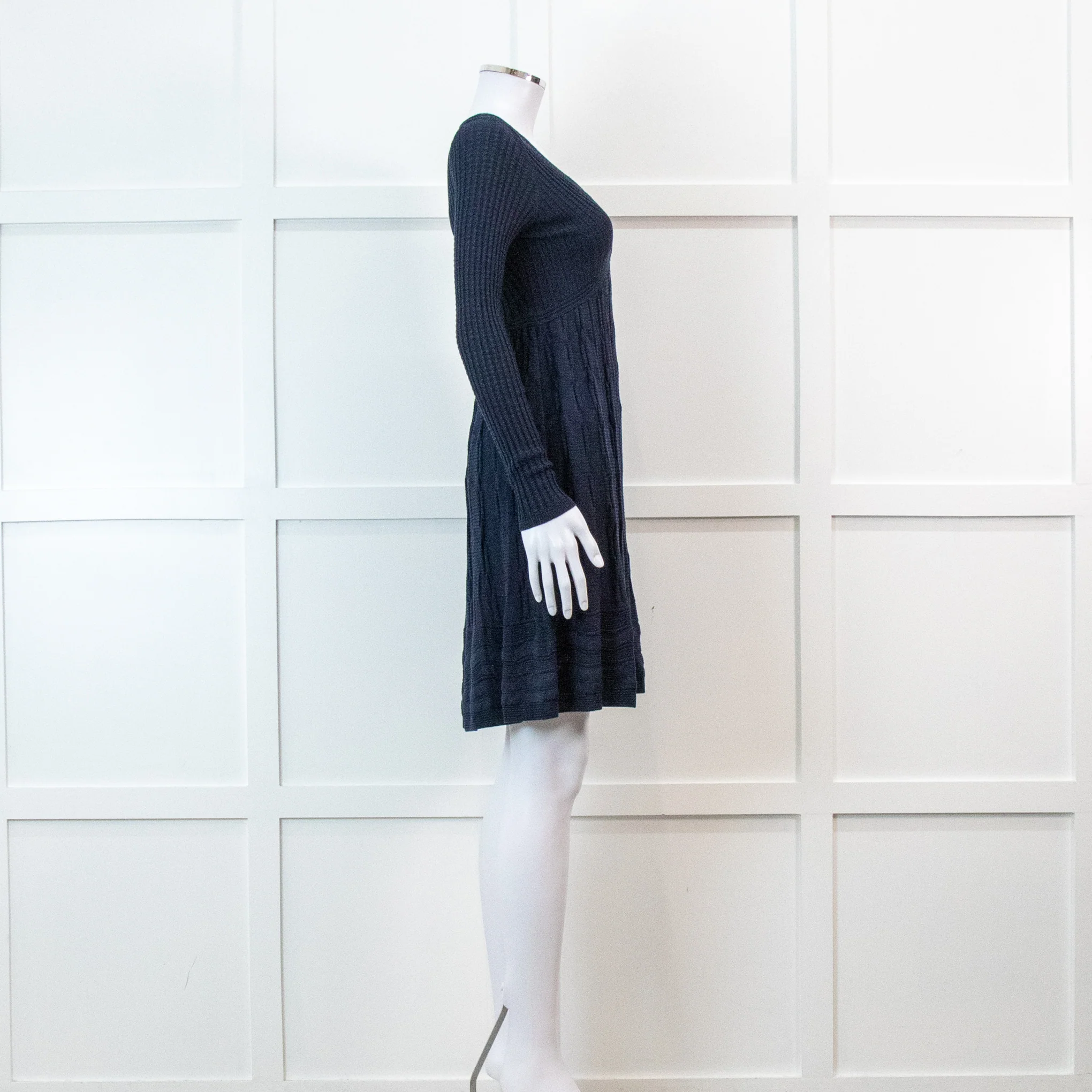 Missoni Blue Long Sleeve Knit V Neck Mini Dress - Image 3